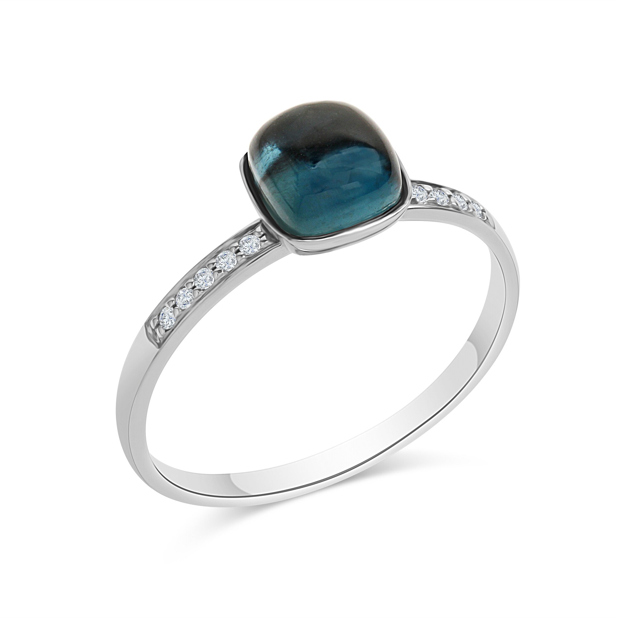Diamonds by Ellen K. Ring 585 Gold Blautopas Diamant 0,054ct. - Bild 1