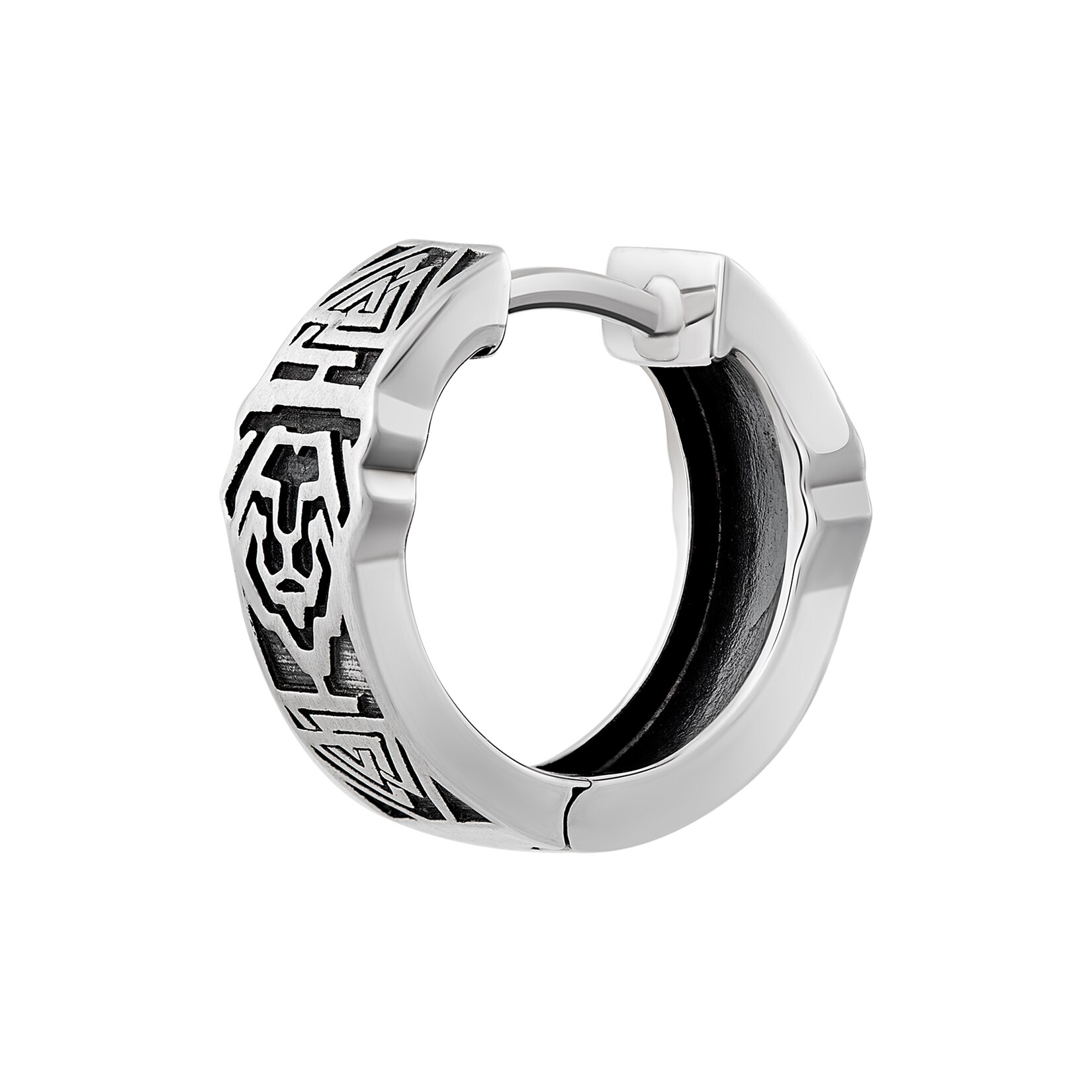 cai Single Creole 925 Silber matt oxidiert Muster Löwe | 04006046396776