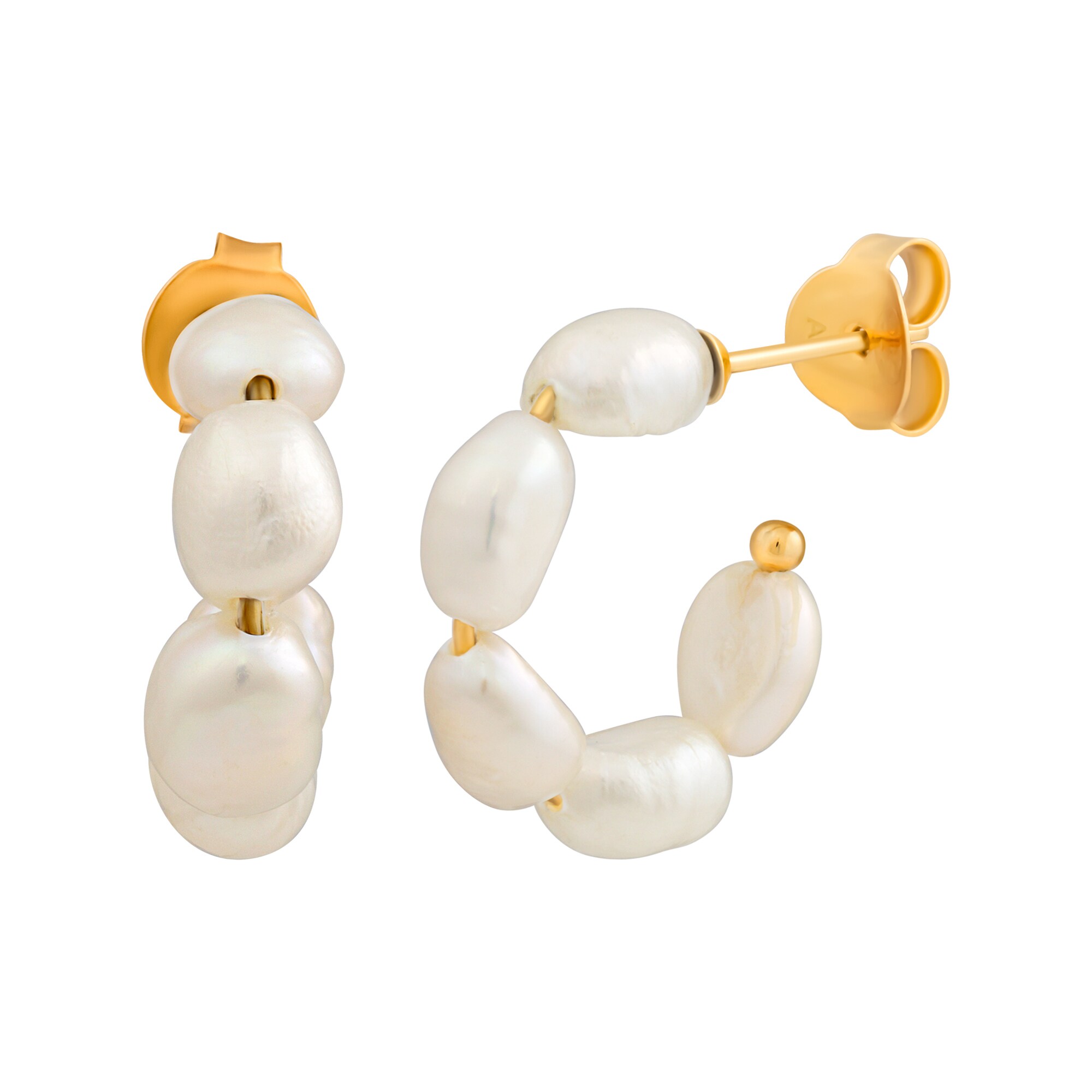 cai Creolen 925 Silber vergoldet mit Perlen - Bild 1