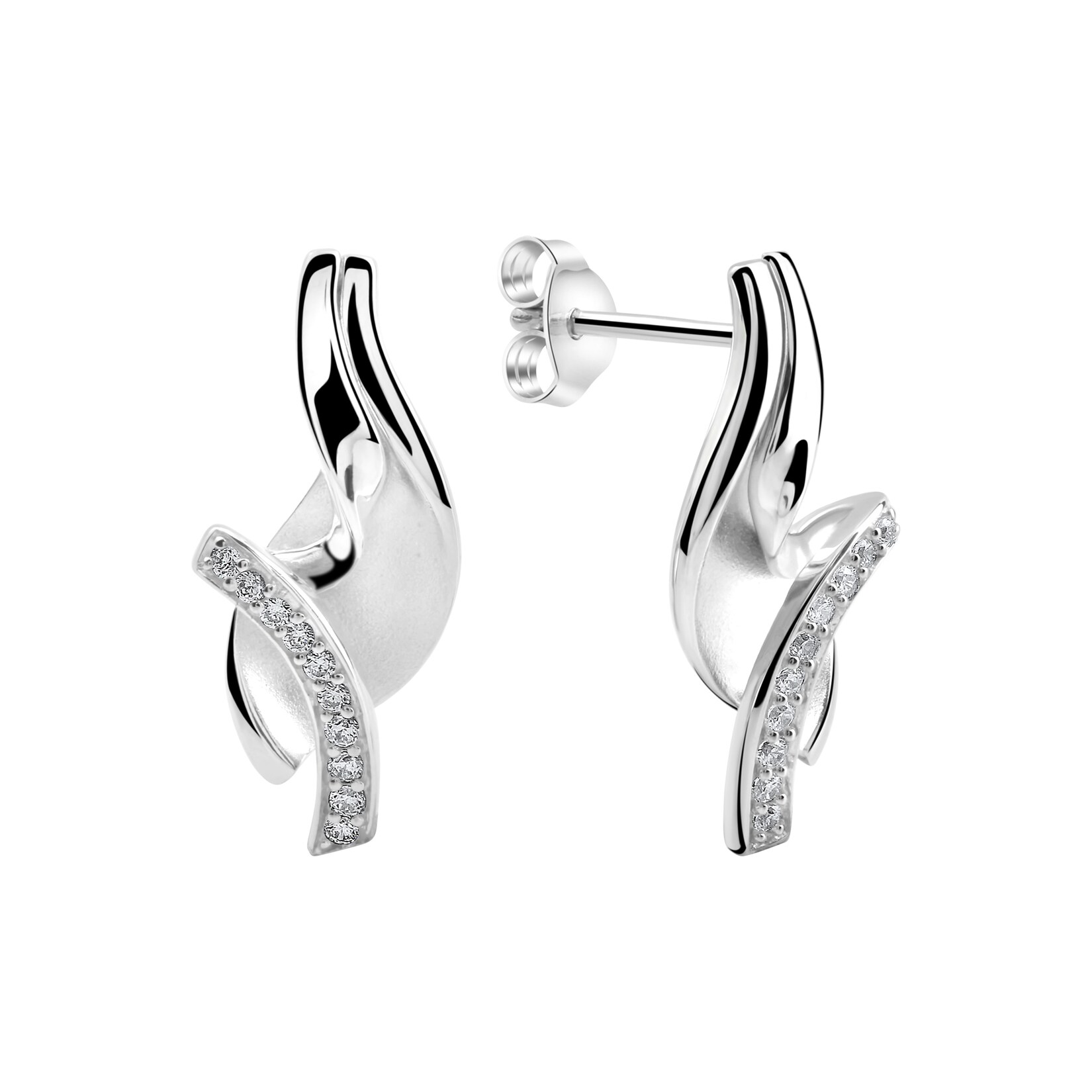 Zeeme Silber Ohrstecker 925/- Sterling Silber rhodiniert Zirkonia