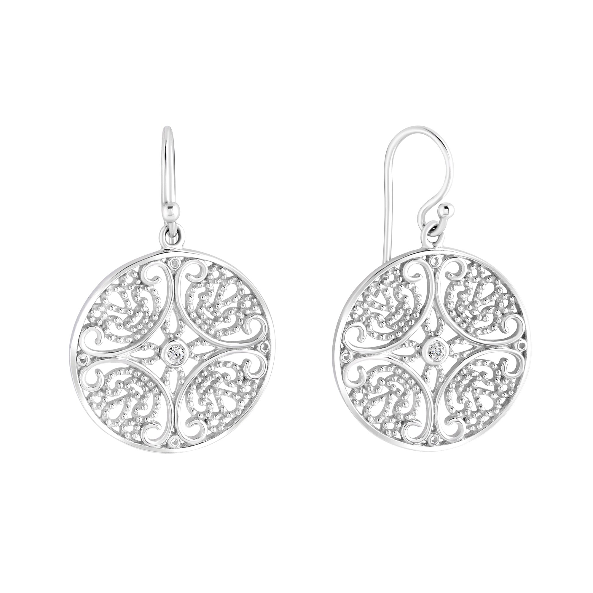 Zeeme Silber Ohrringe 925 Sterling Silber rhodiniert mit Zirkonia wei&szlig; - Bild 1