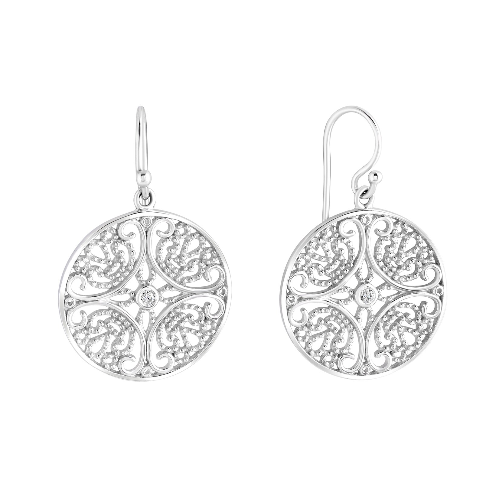 Zeeme Silber Ohrringe 925 Sterling Silber rhodiniert mit Zirkonia weiß