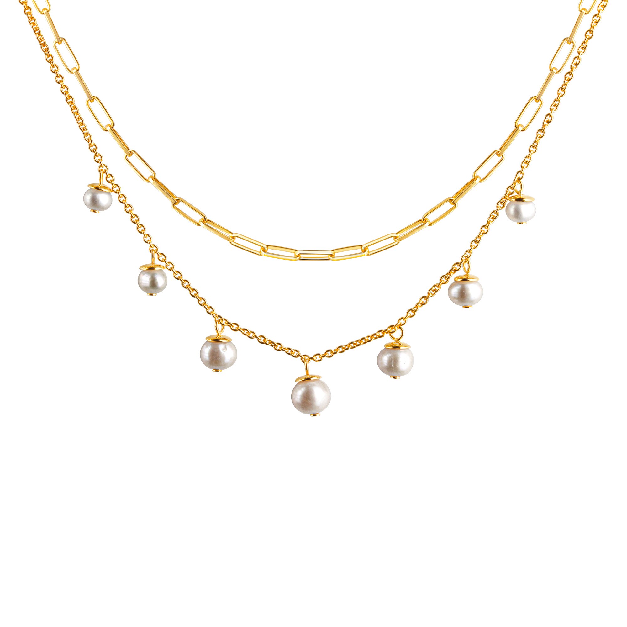 Celesta Silber Halskette 925 Silber vergoldet mit S&uuml;&szlig;wasserzuchtperlen - Bild 1