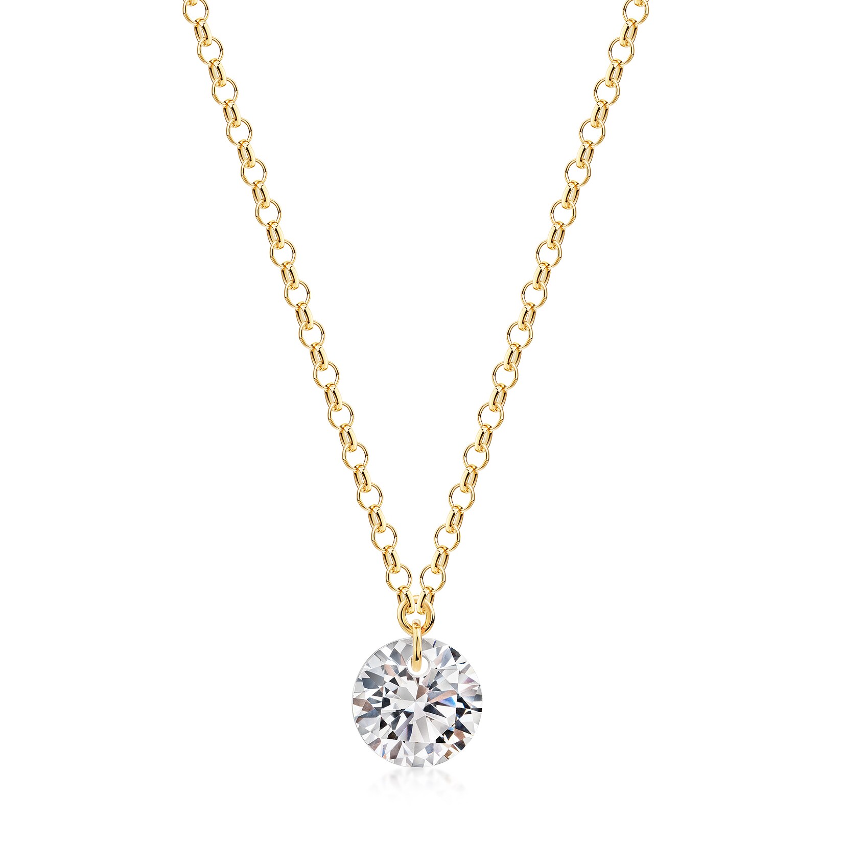 Zeeme Silber Collier 925/- Sterling Silber gelb vergoldet glanz Zirkonia weiß