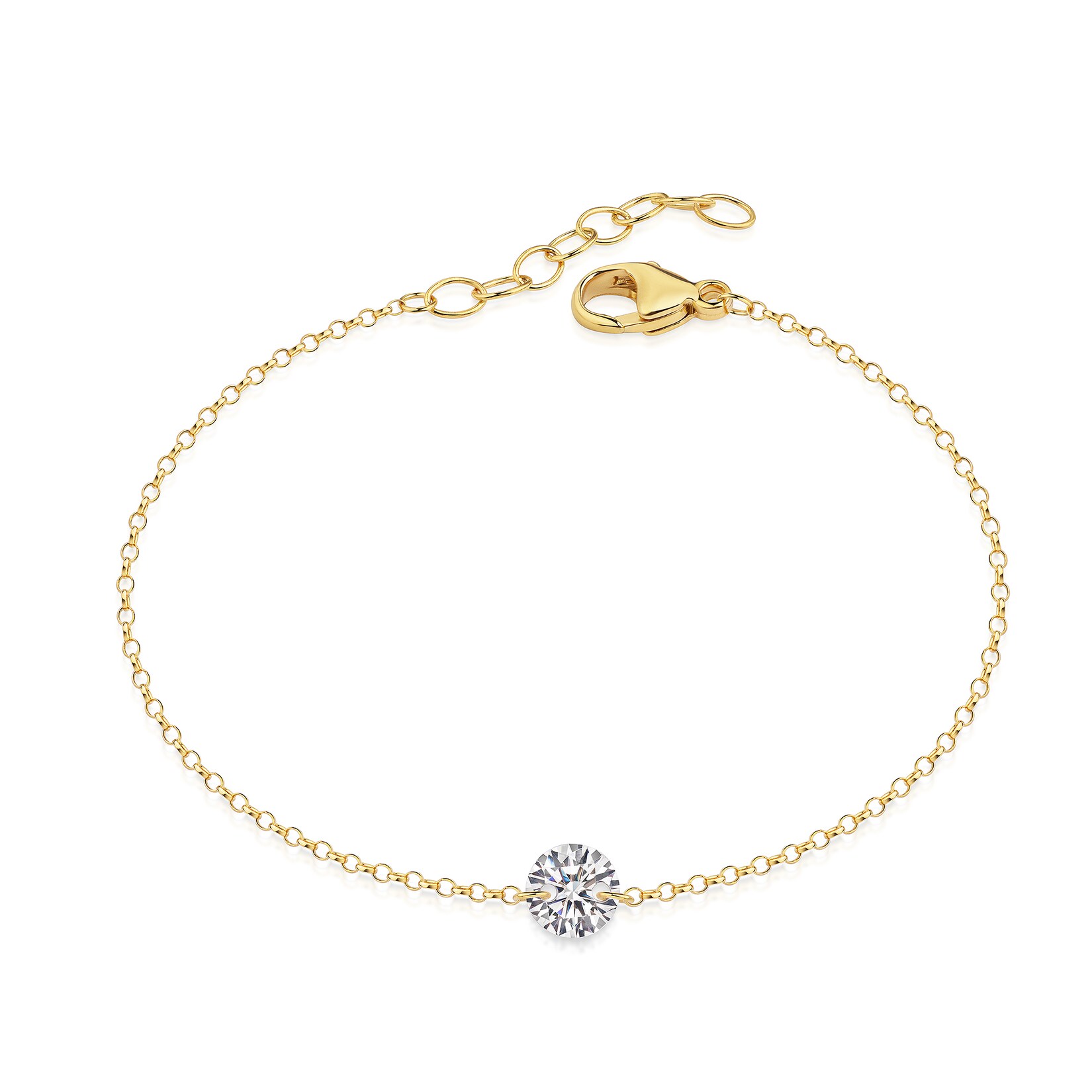 Zeeme Silber Armband 925/- Sterling Silber glanz gelb vergoldet Zirkonia weiß