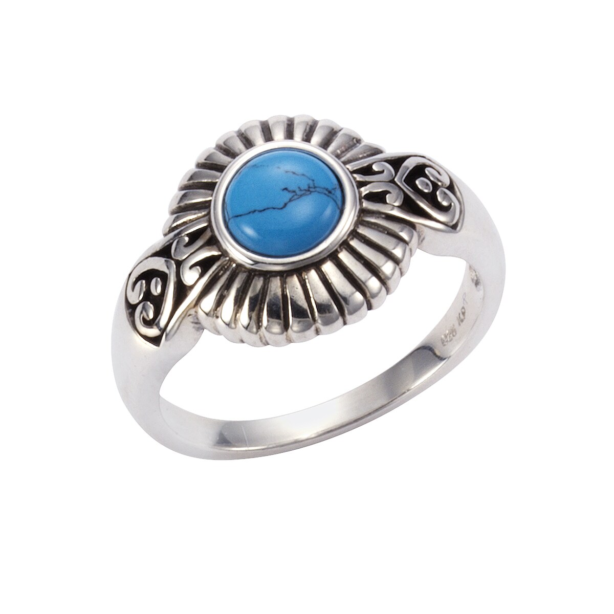 Zeeme Gemstones Ring Silber 925 oxidiert mit Türkis 6mm