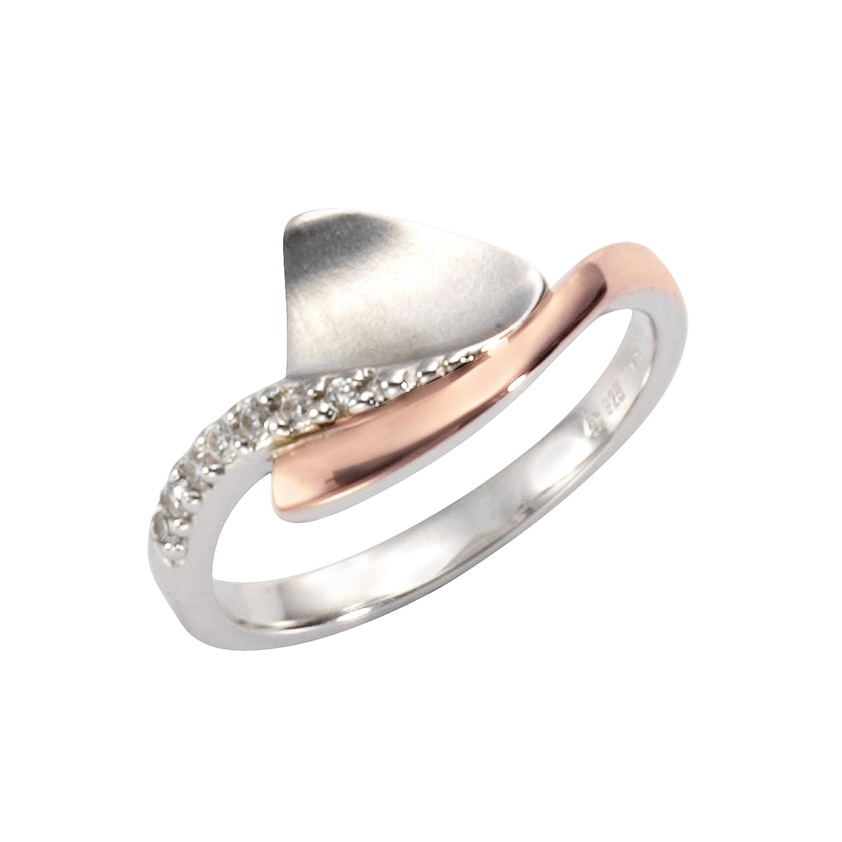 Zeeme Silber Ring Silber 925 zweifarbig mit Zirkonia weiß