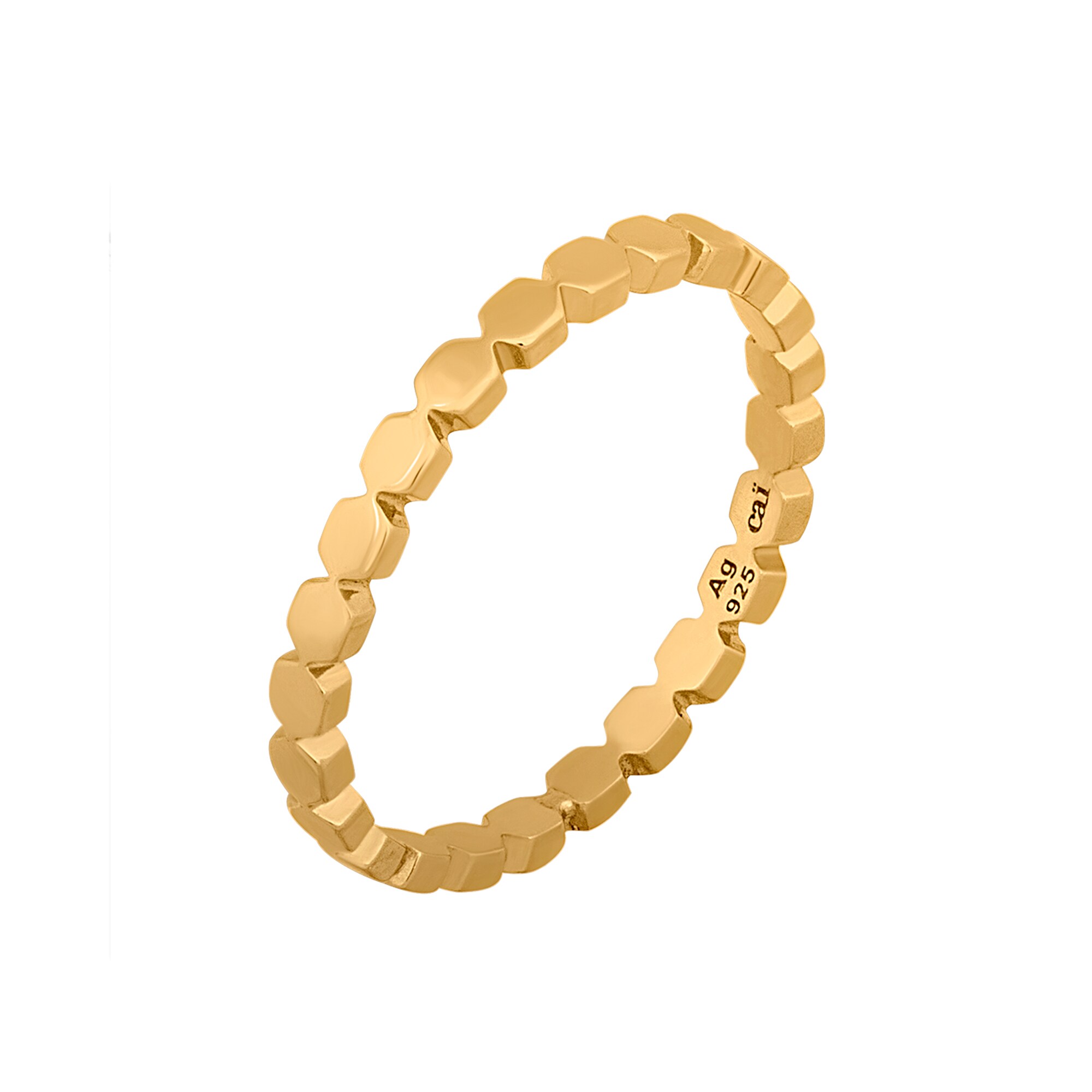 cai Ring 925/- Sterling Silber vergoldet Hexagon  Stacking - Bild 1