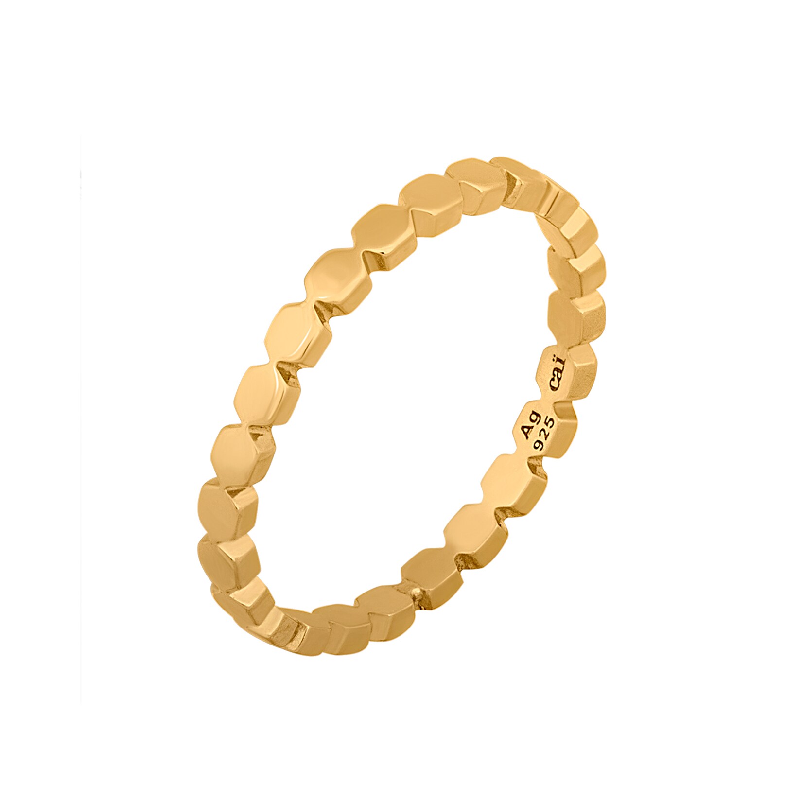 cai Ring 925/- Sterling Silber vergoldet Hexagon  Stacking | 04006046351560