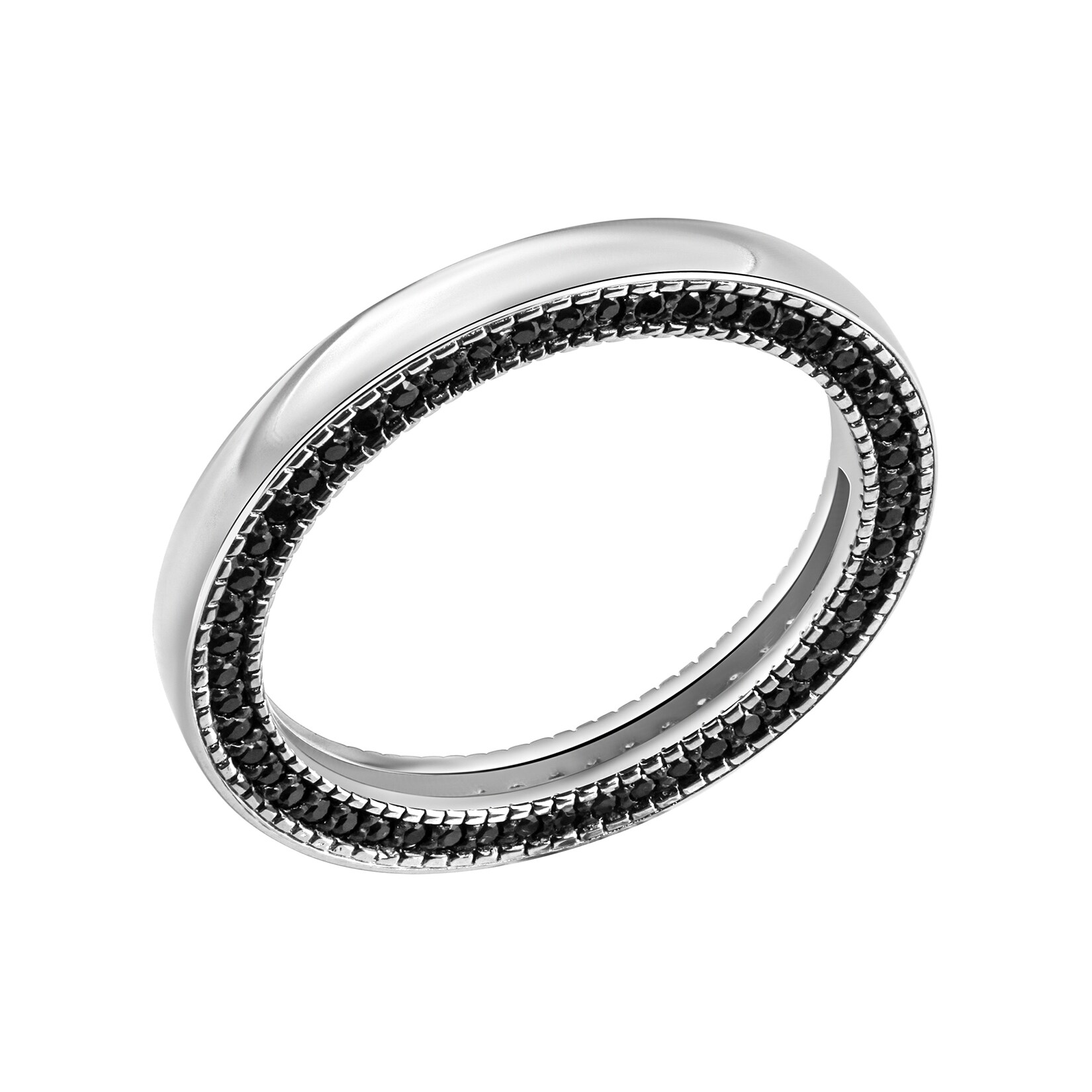 Celesta Silber Ring Silber 925 rhodiniert mit 104 schwarzen Zirkonia-Steinen