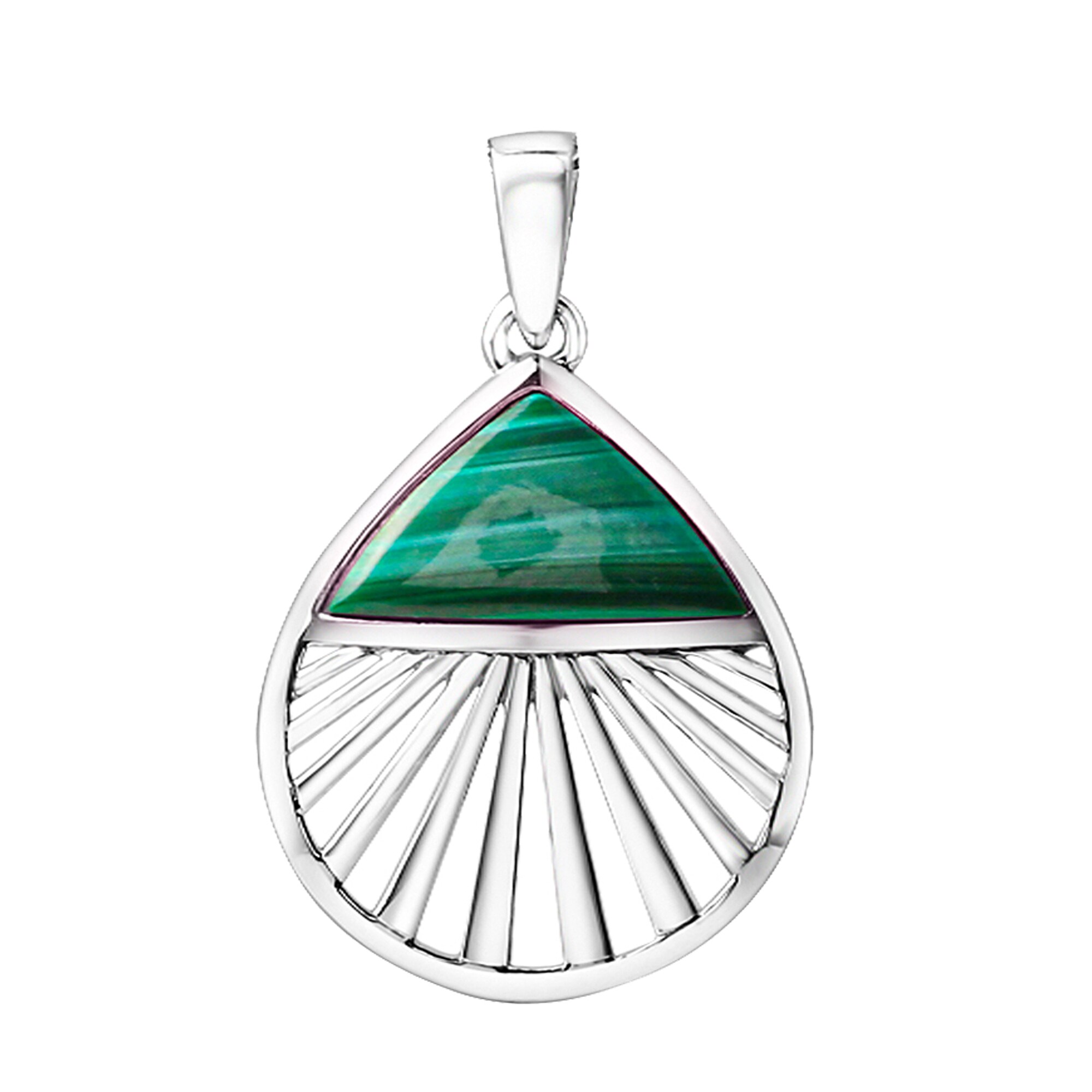 Zeeme Gemstones Anh&auml;nger 925/- Sterling Silber rhodiniert Malachit - Bild 1