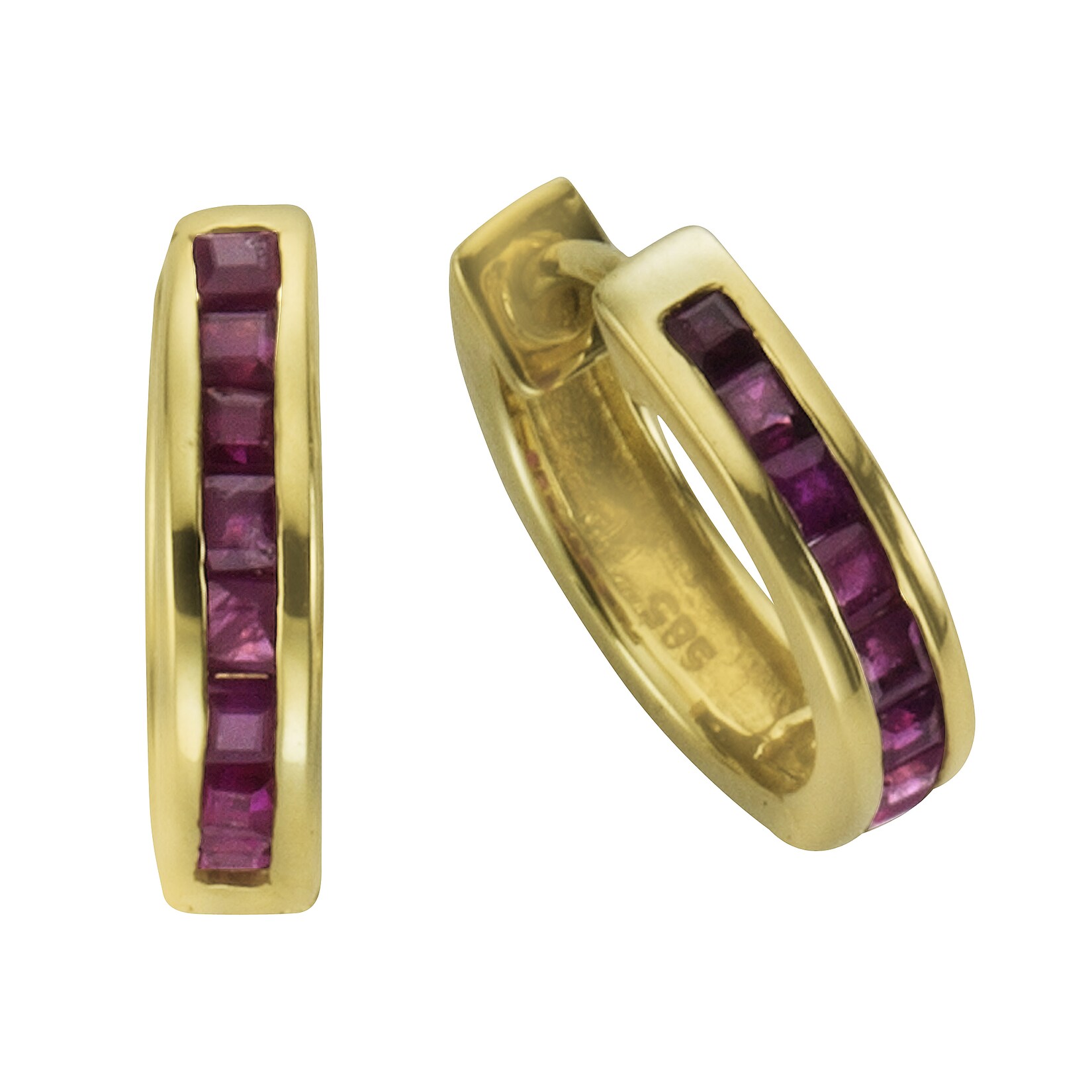 Fascination by Ellen K. Ohrringe Gold 585 mit 16 natürlichen Rubinen 12mm Durchmesser | 04006046233897