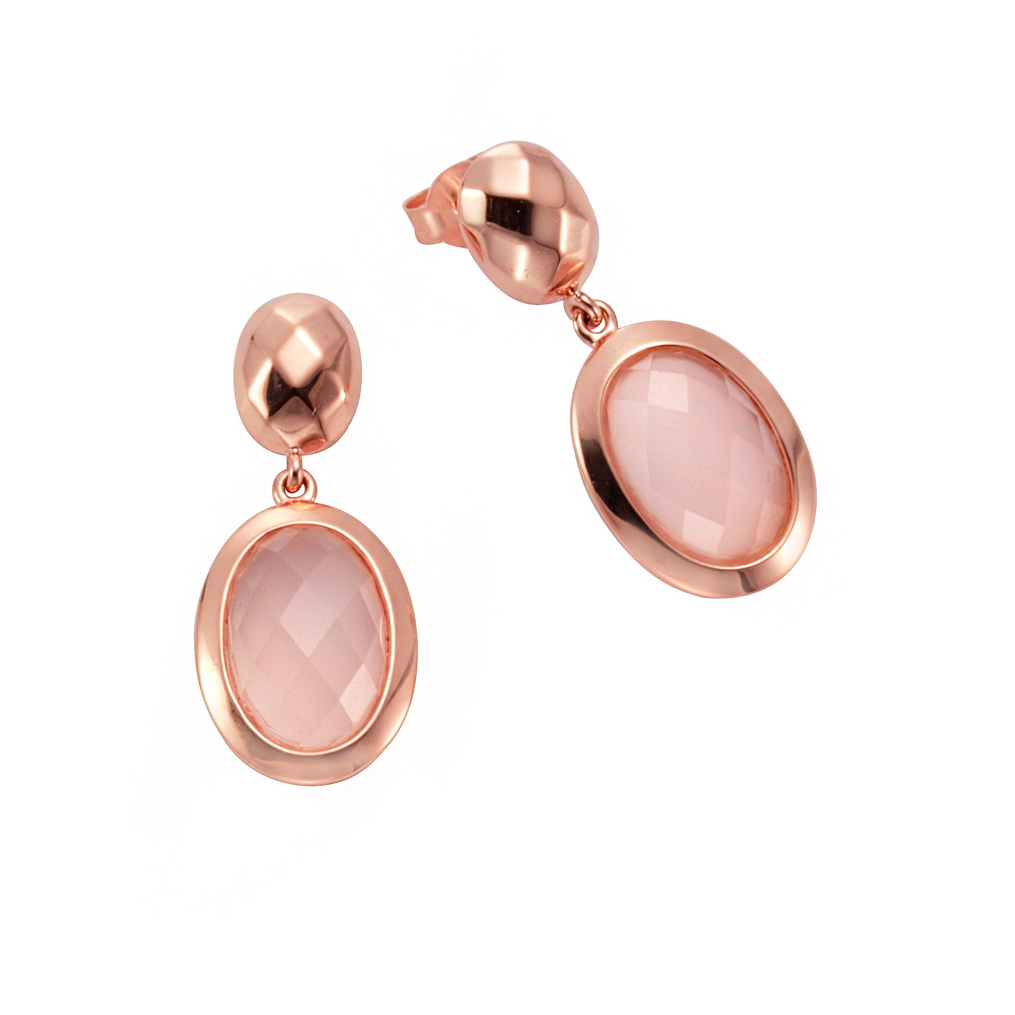 Jamelli Ohrstecker 925 Silber ros&eacute; vergoldet mit Chalcedon - Bild 1