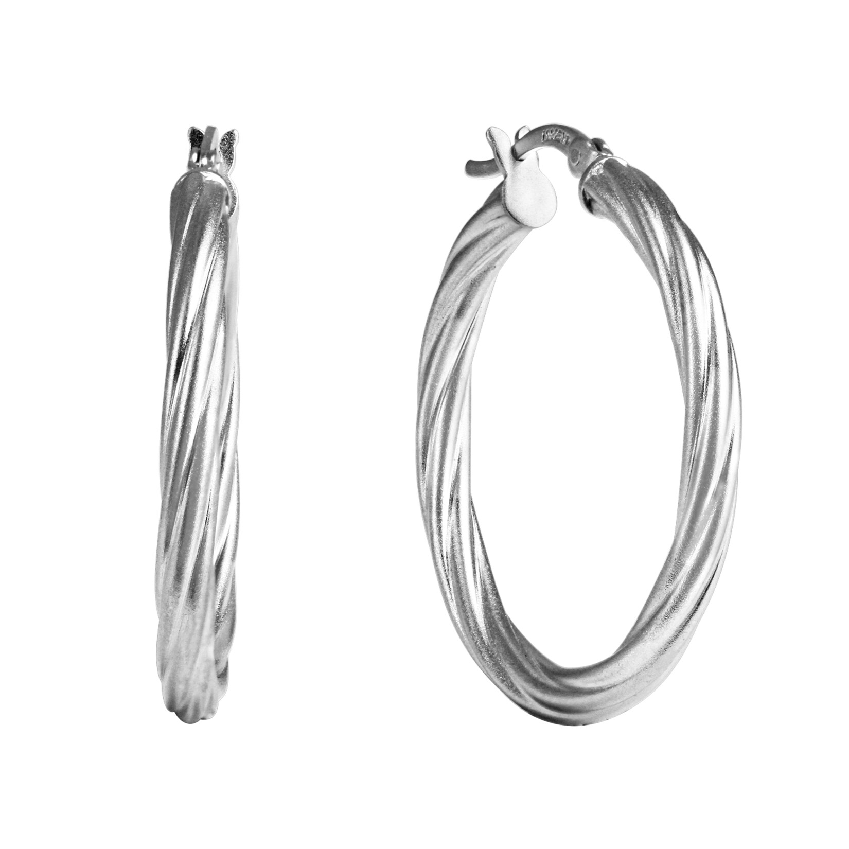 Celesta Silber Ohrringe Silber 925 rhodiniert mattiert gedreht 30mm Durchmesser | 04006046395816