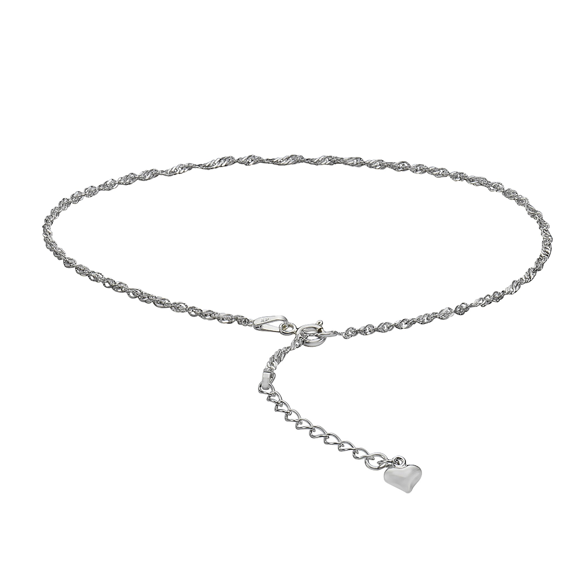 Zeeme Basic Fu&szlig;kette Silber 925 mit Herz-Motiv 26+3cm lang - Bild 1