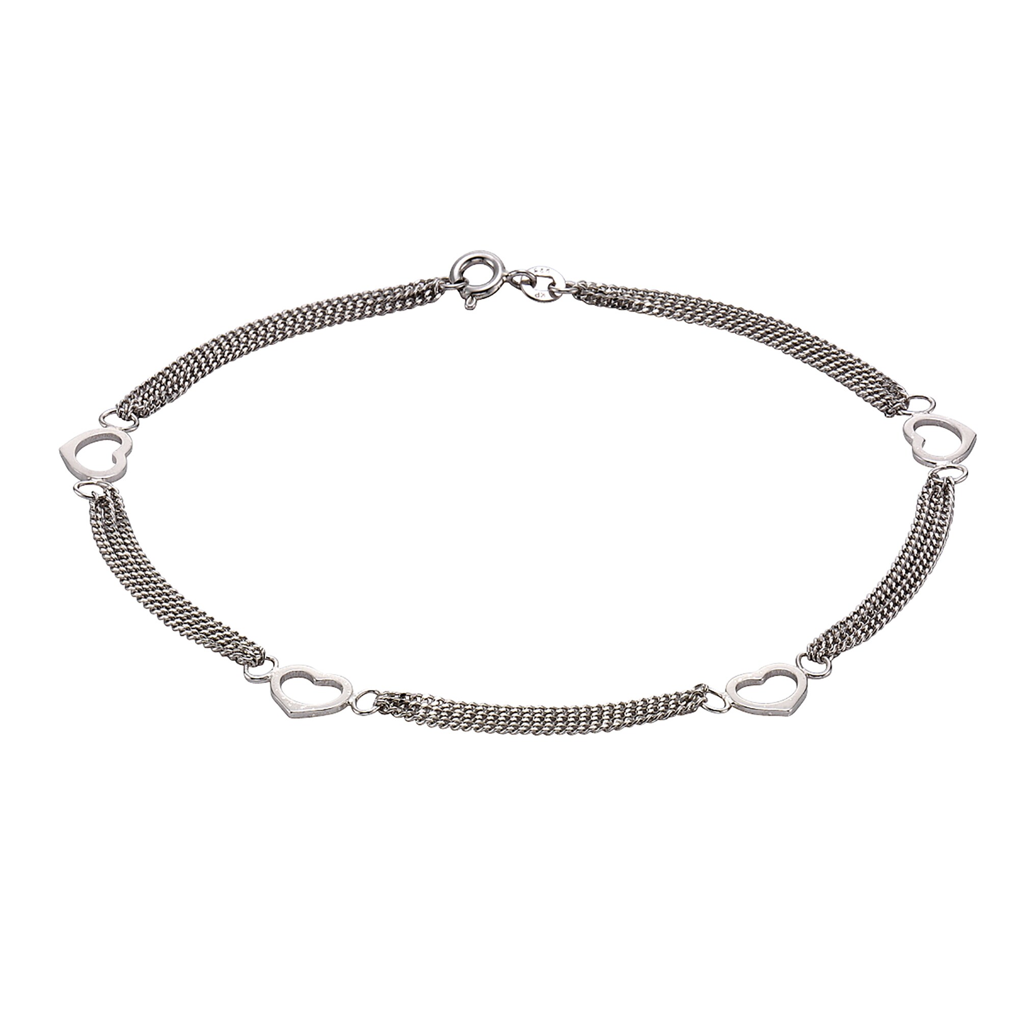 Zeeme Silber Fu&szlig;kette Silber 925 mit Herz-Motiv 25cm lang - Bild 1