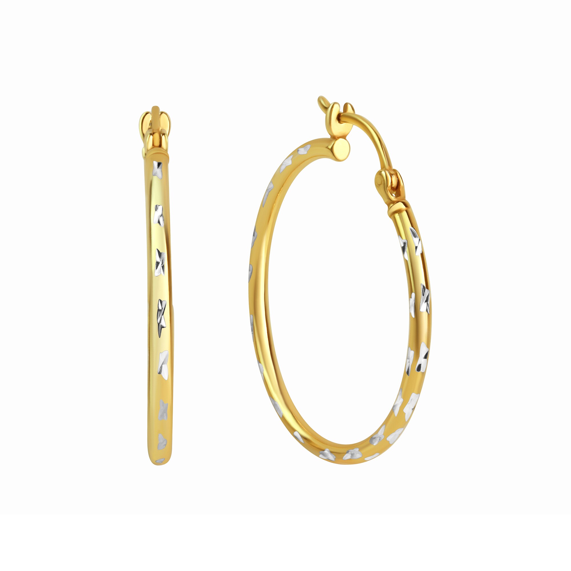 Zeeme Basic Ohrringe Silber 925 vergoldet diamantiert 30mm Durchmesser - Bild 1