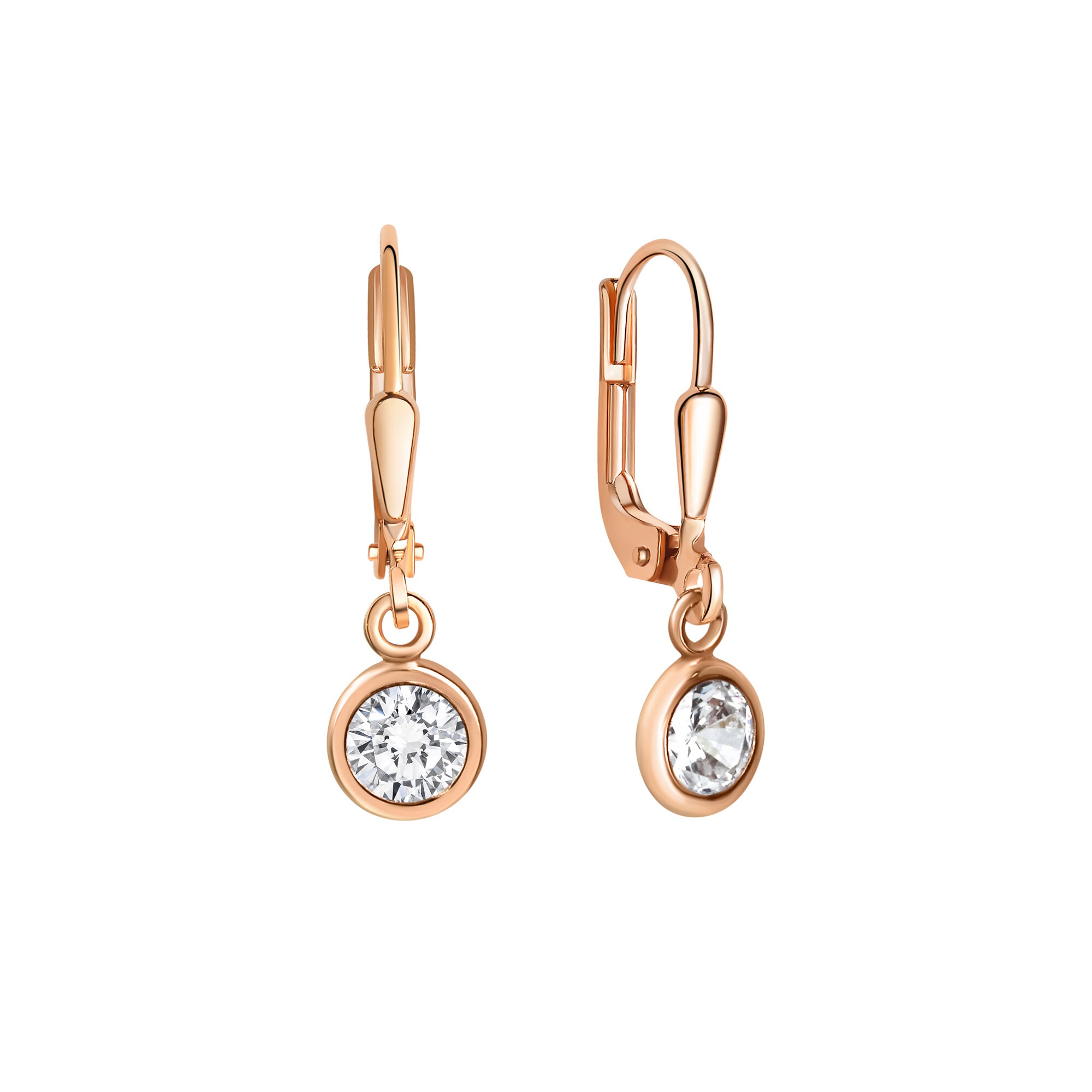 Zeeme Basic Ohrringe Silber 925 ros&eacute;-vergoldet mit Zirkonia wei&szlig; 25mm lang - Bild 1