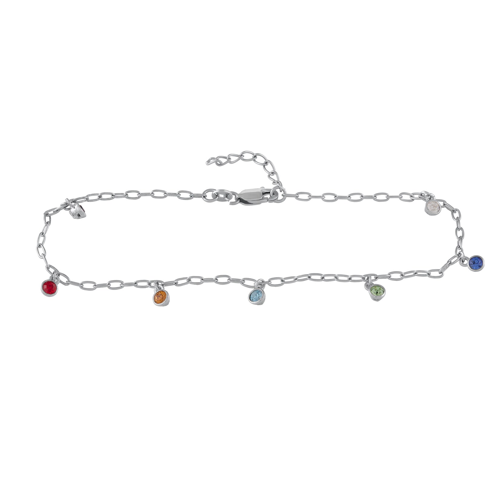 Zeeme Silber Armband Silber 925 rhodiniert mit bunten Kristallen 16+3cm lang
