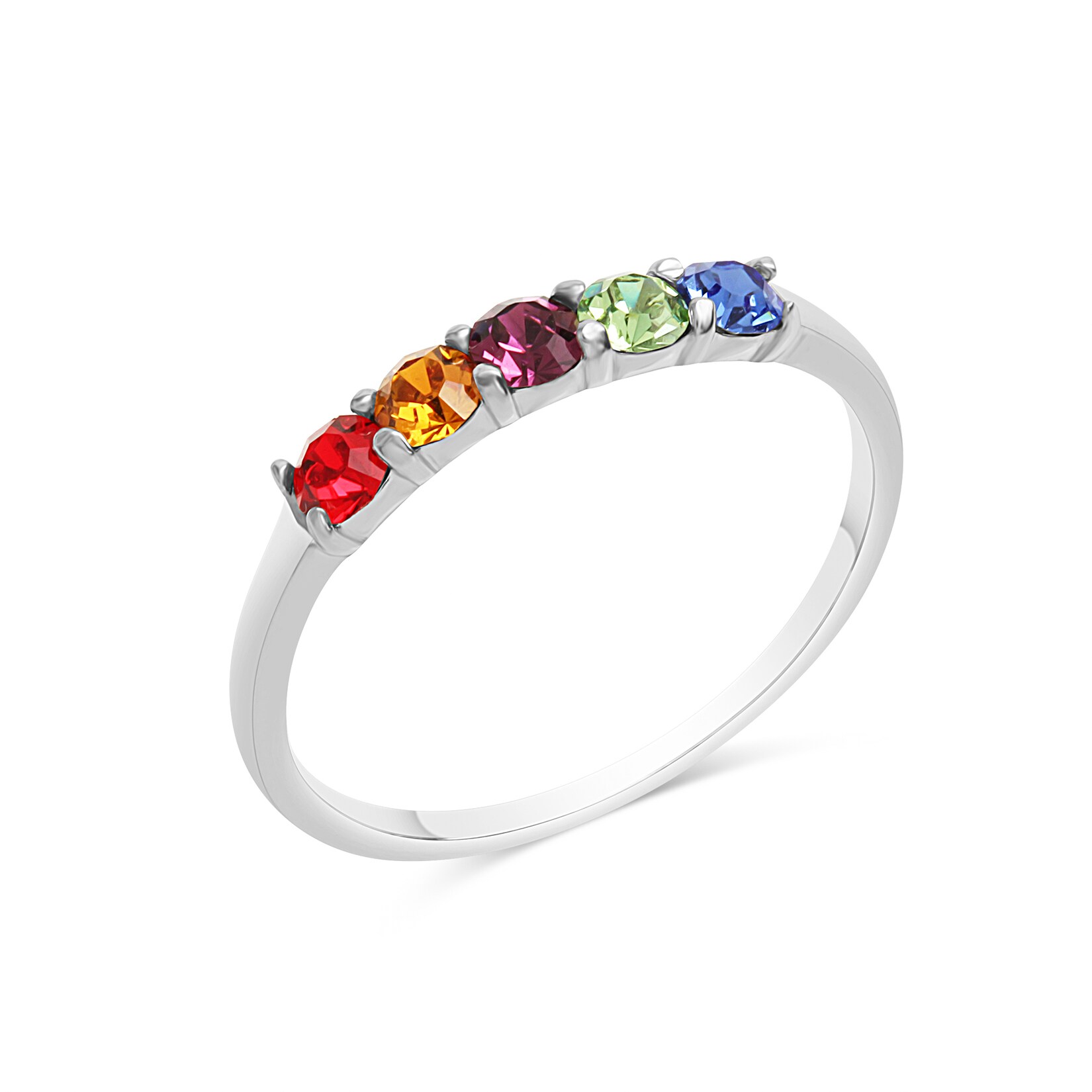 Zeeme Silber Ring Silber 925 rhodiniert mit bunten Kristallen
