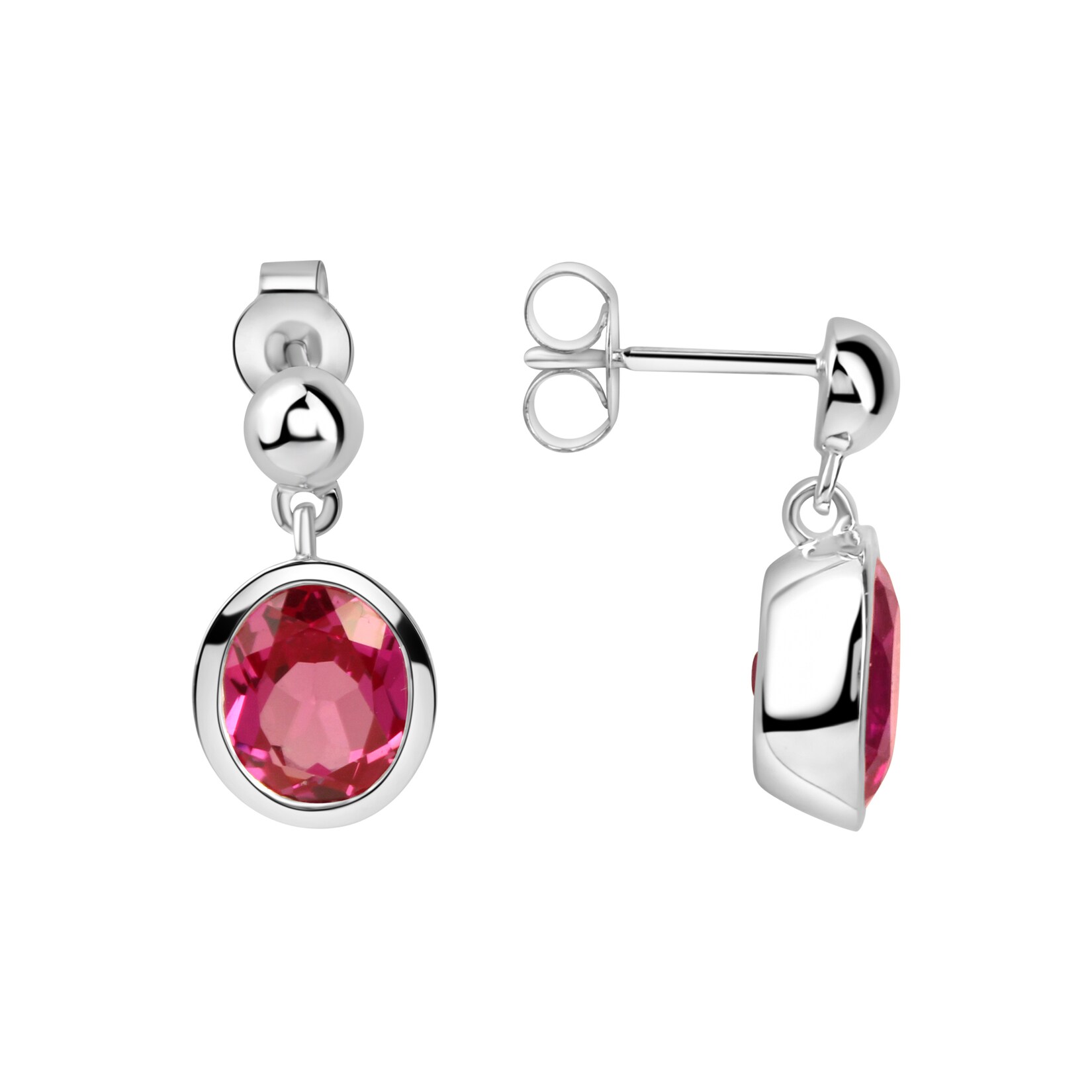 Jamelli Ohrringe Silber 925 rhodiniert mit pinkem Quarz (beh.)