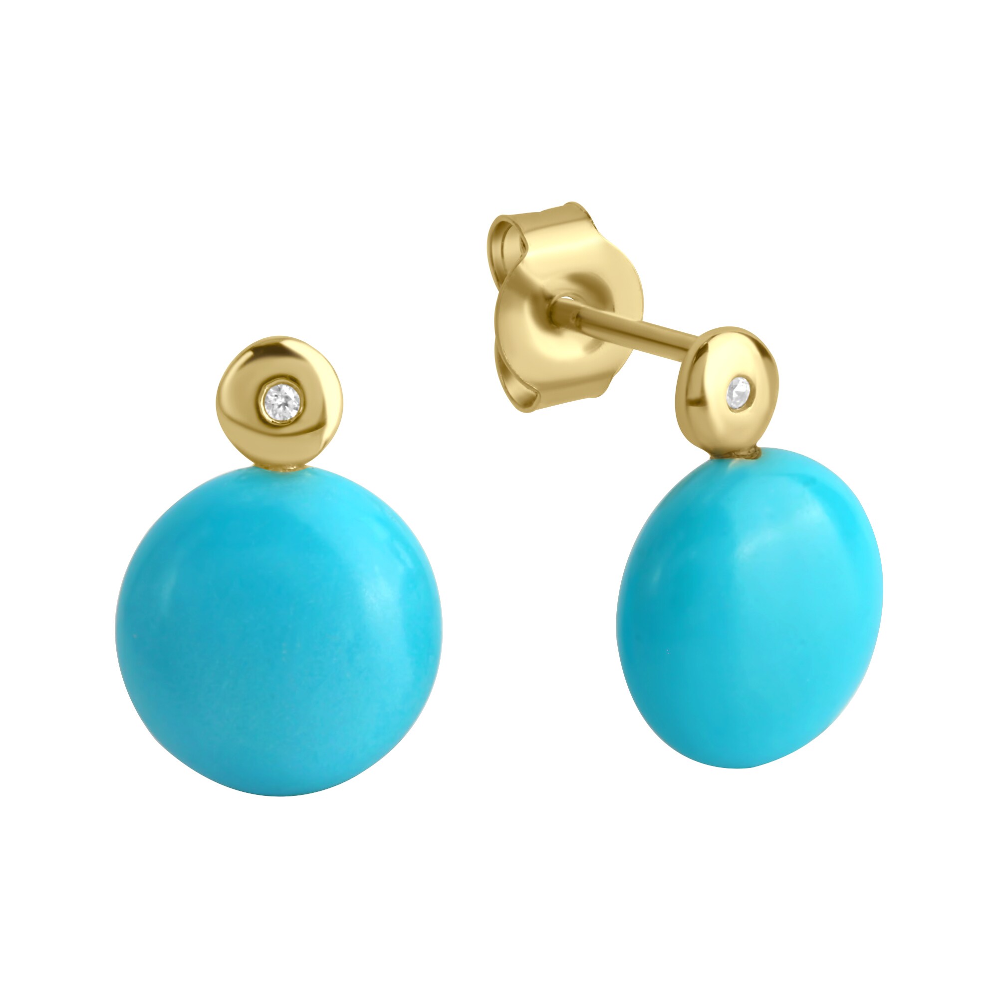 Jamelli Ohrringe Silber 925 vergoldet mit T&uuml;rkis (beh.) und Zirkonia - Bild 1