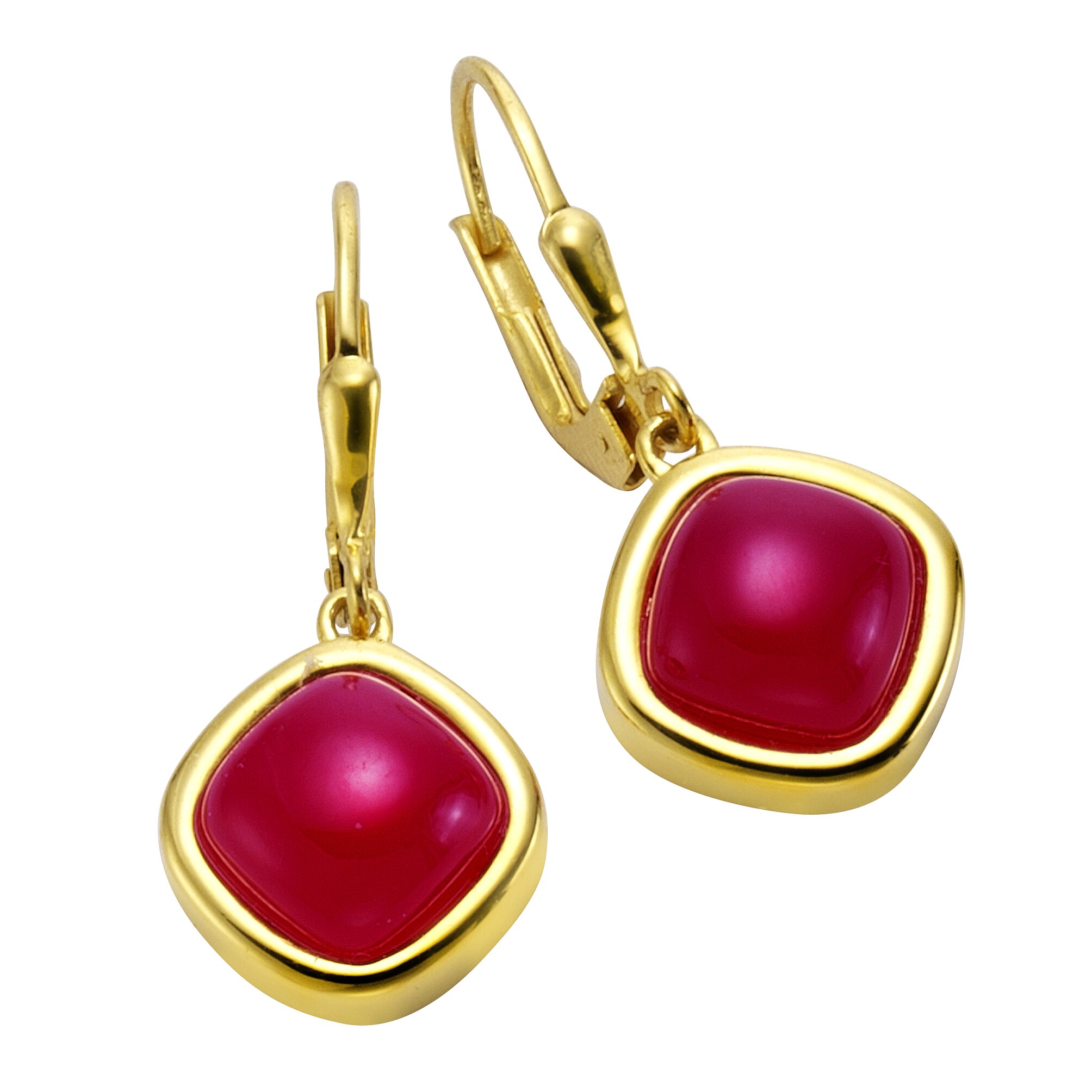 Jamelli Ohrringe Silber 925 vergoldet mit echtem Chalcedon rot - Bild 1