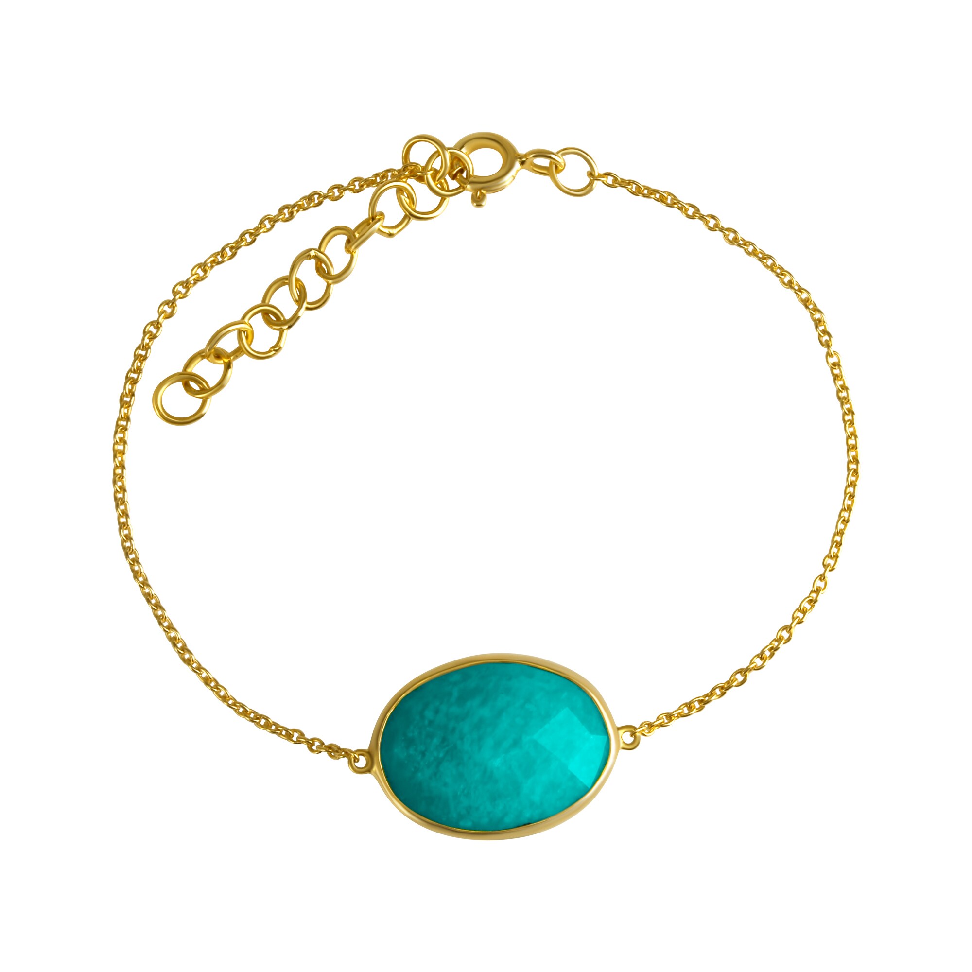 Jamelli Armband Silber 925 vergoldet 16+2,5cm lang mit echtem Amazonit 8,0ct. - Bild 1