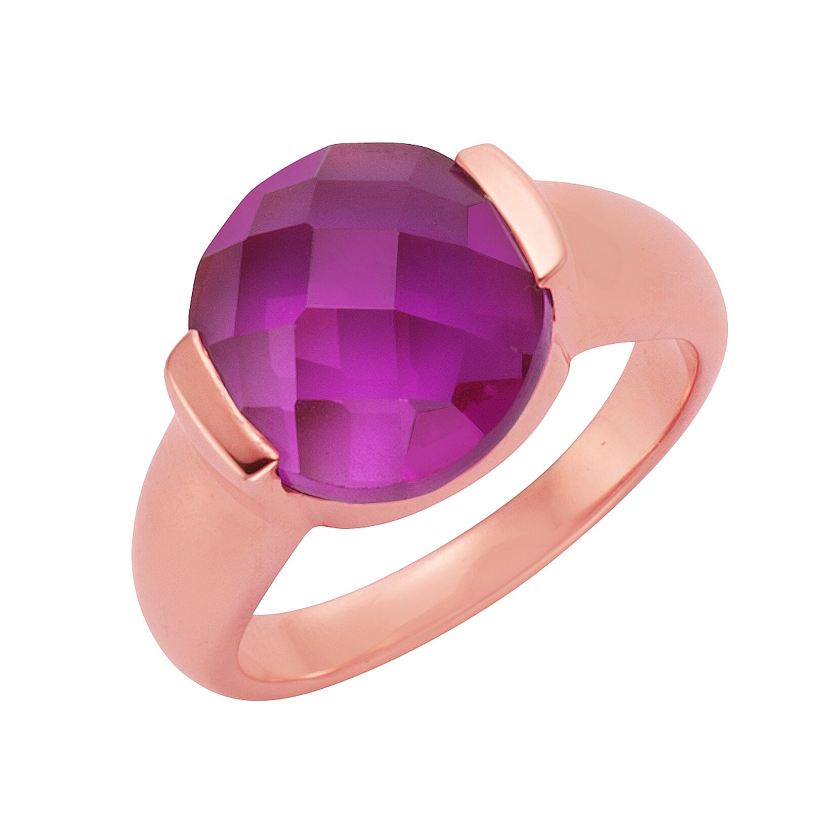 Jamelli Ring Silber 925 rosé-vergoldetz mit pinkem Quarz-Stein (beh.) 12mm
