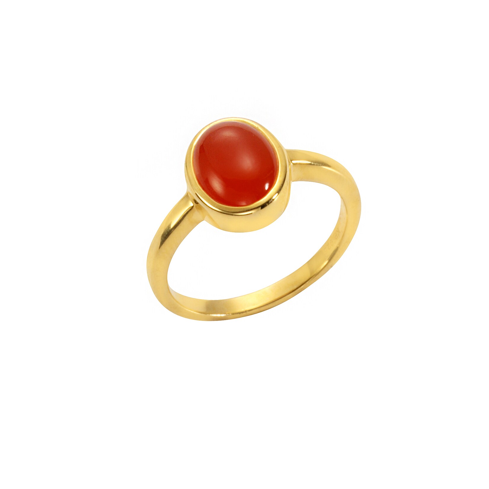 Jamelli Ring Silber 925 vergoldet mit echtem Carneol 9x7mm