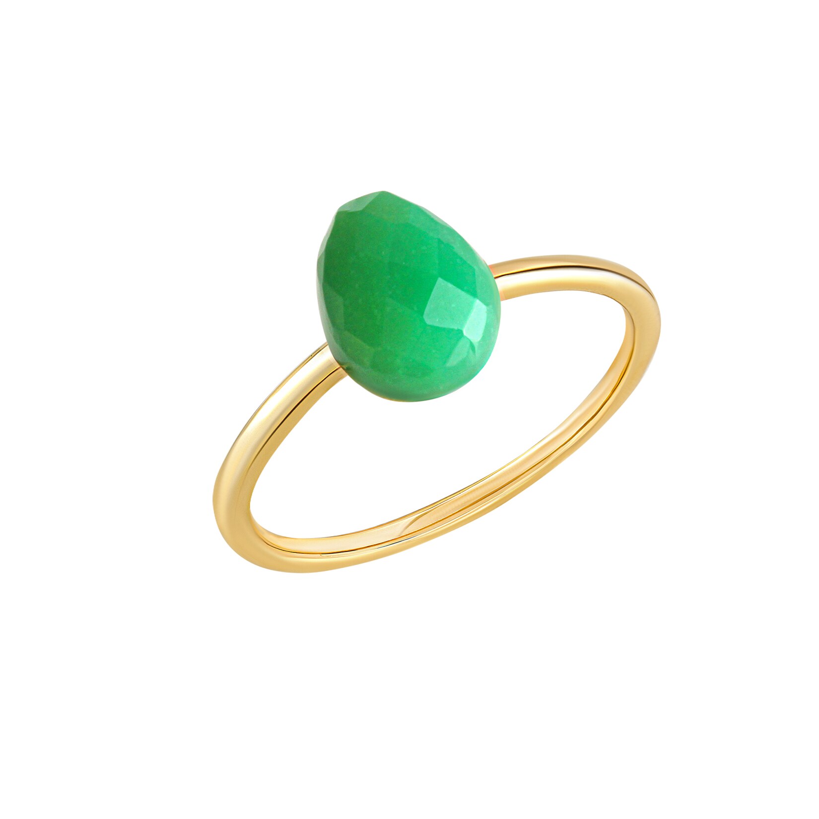 Jamelli Ring Silber 925 vergoldet mit echtem Chrysopras 8x6mm