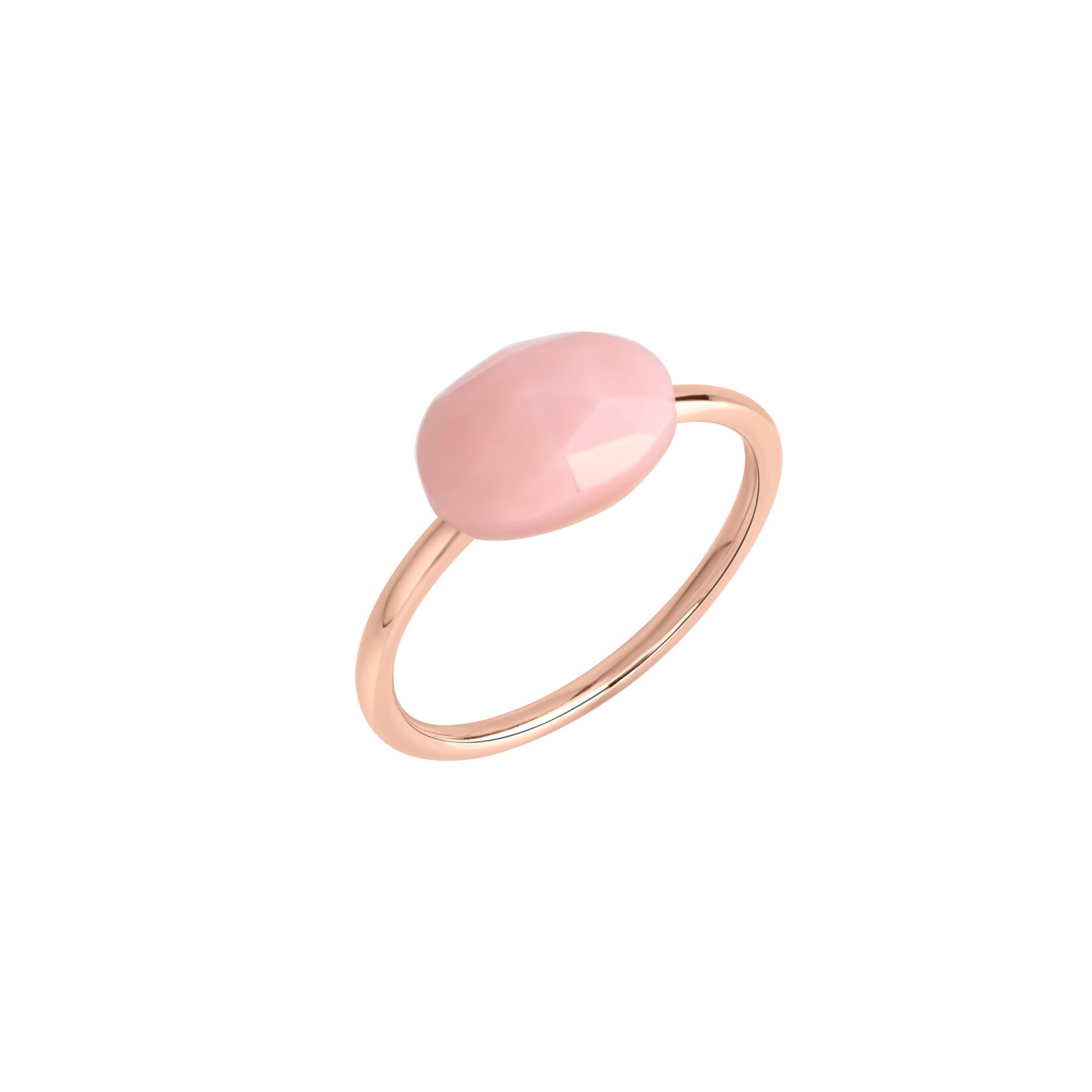 Jamelli Ring Silber 925 rosé-vergoldet mit einem pinken Opal 10x7mm