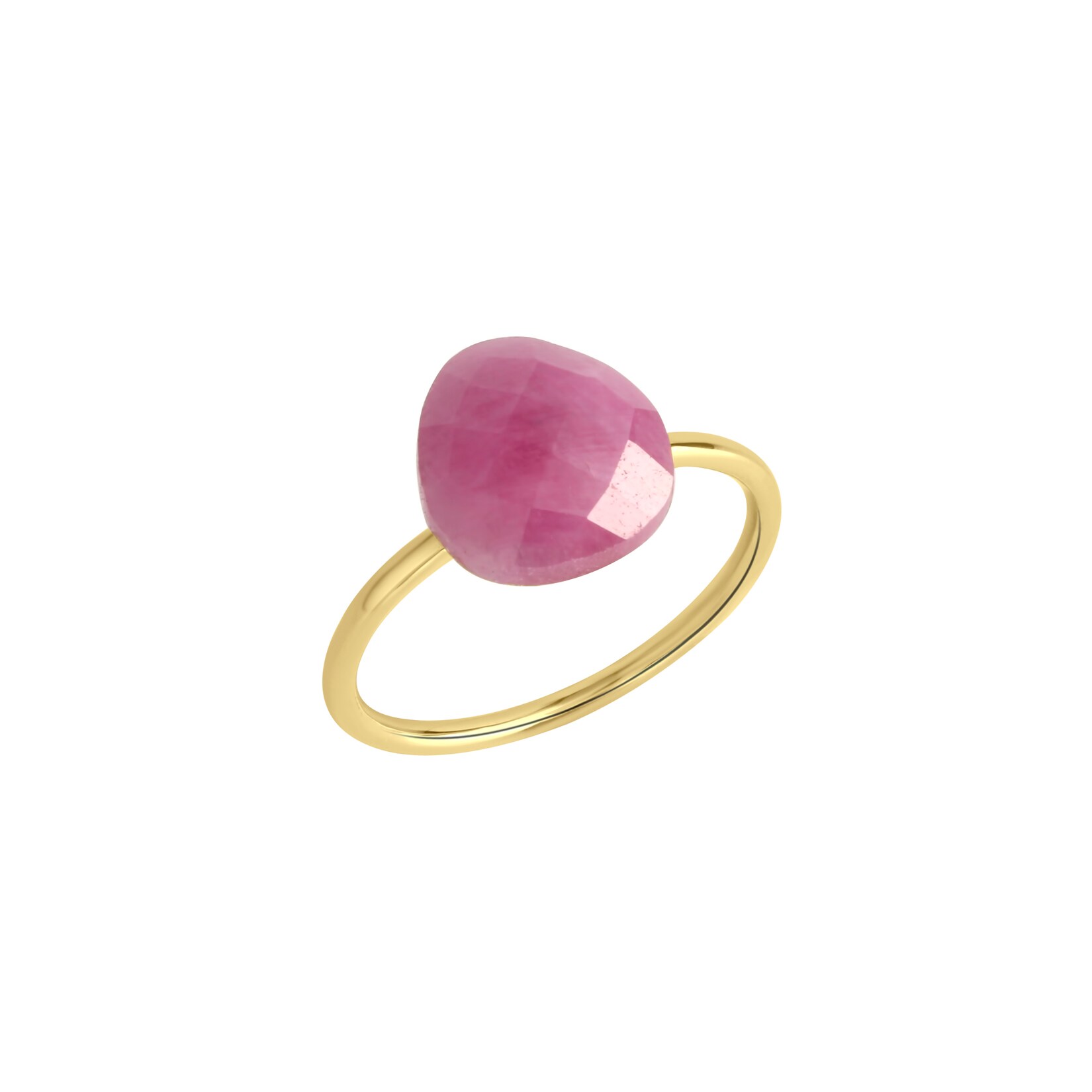 Jamelli Ring Silber 925 vergoldet mit echtem pinken Safir 10x9mm