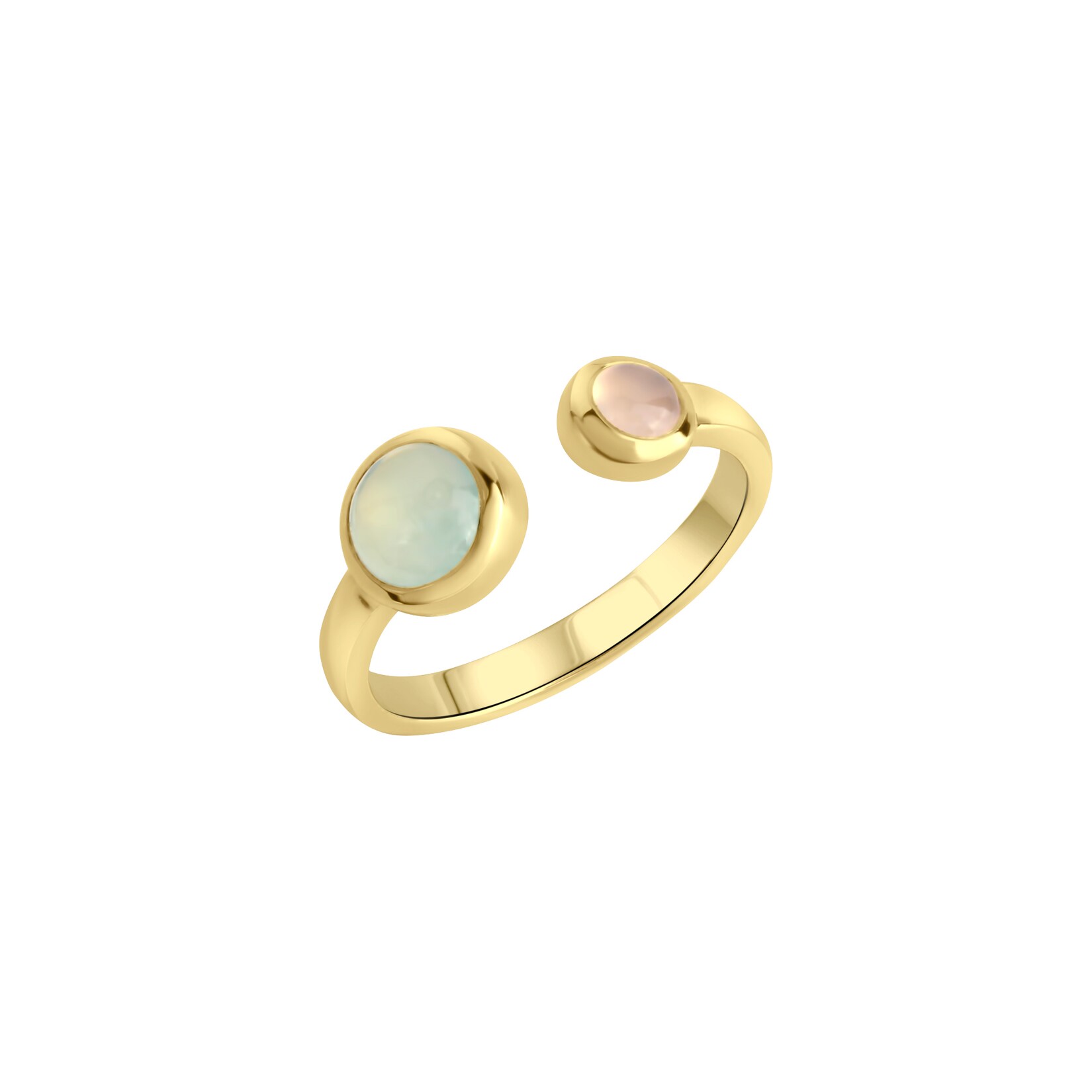 Jamelli Ring Silber 925 vergoldet mit echten pinken und blauen Chalcedon-Steinen