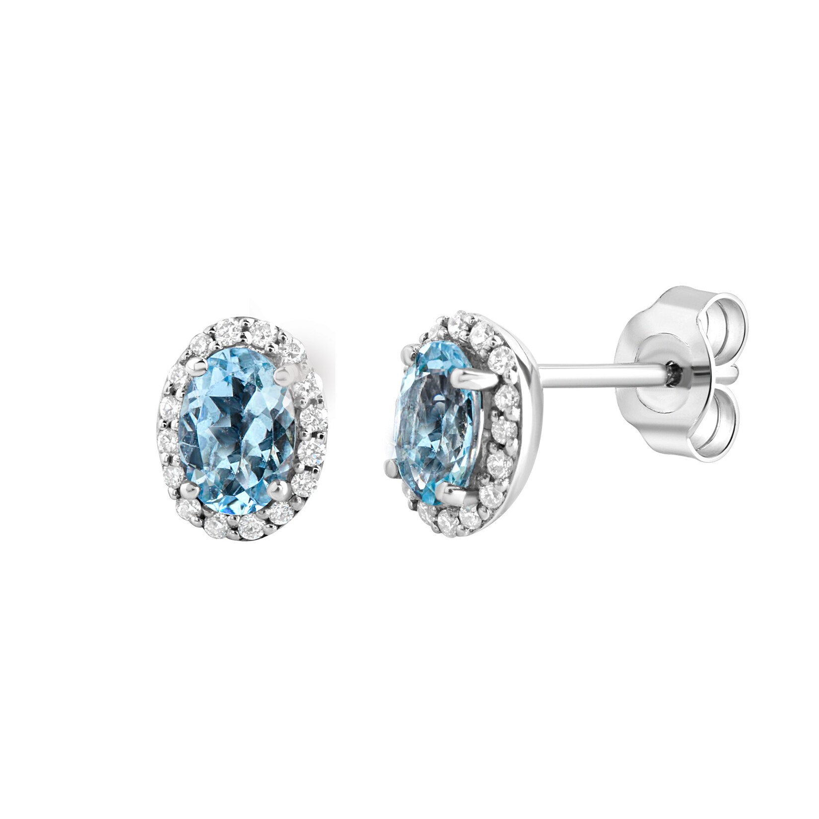 Diamonds by Ellen K. Ohrstecker Weißgold 585 mit echtem Aquamarin und 36 Diamanten zus. 0,14ct. | 04006046372947