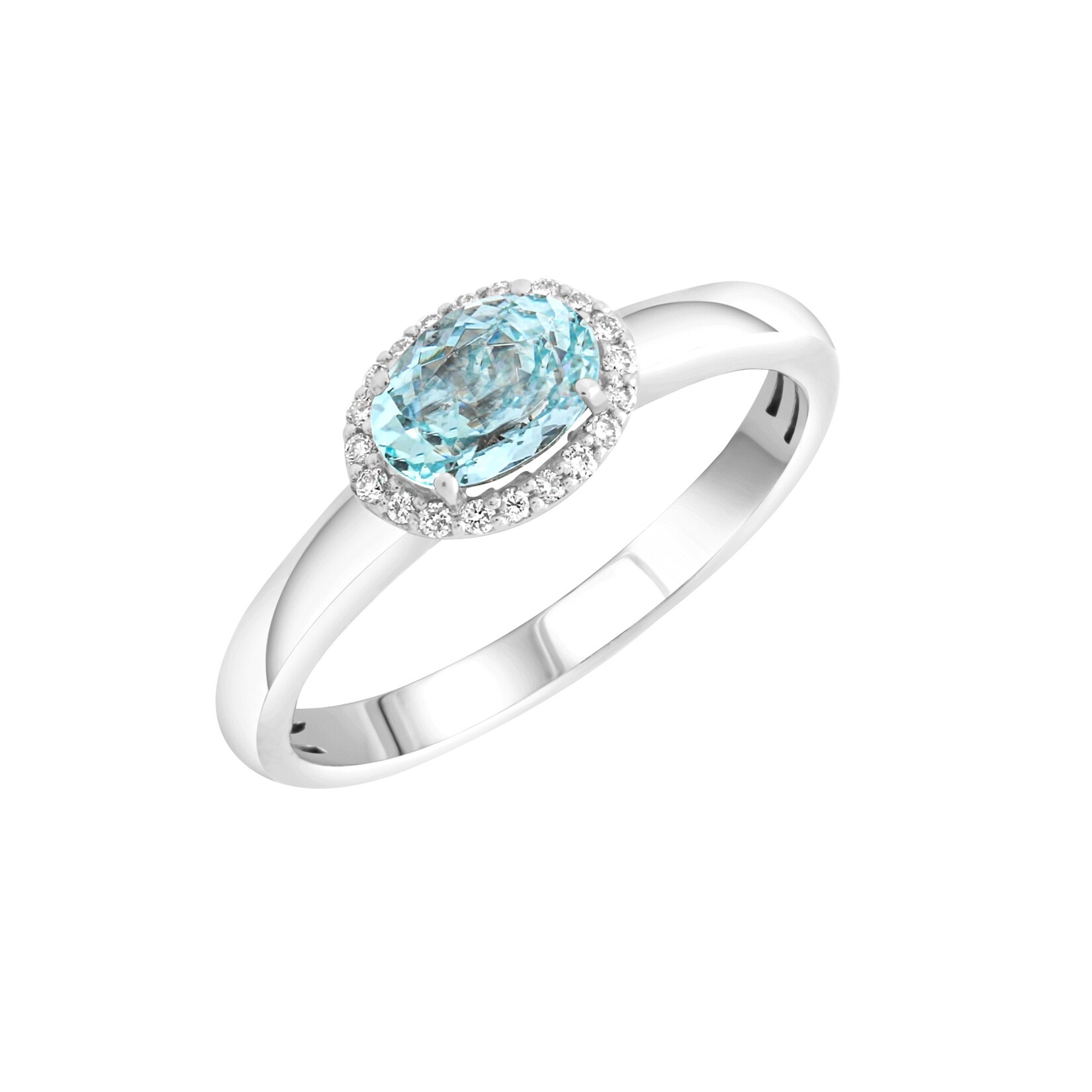 Diamonds by Ellen K. Ring Weißgold 585 mit echtem Aquamarin und 36 Diamanten 0,09ct. | 04006046380621