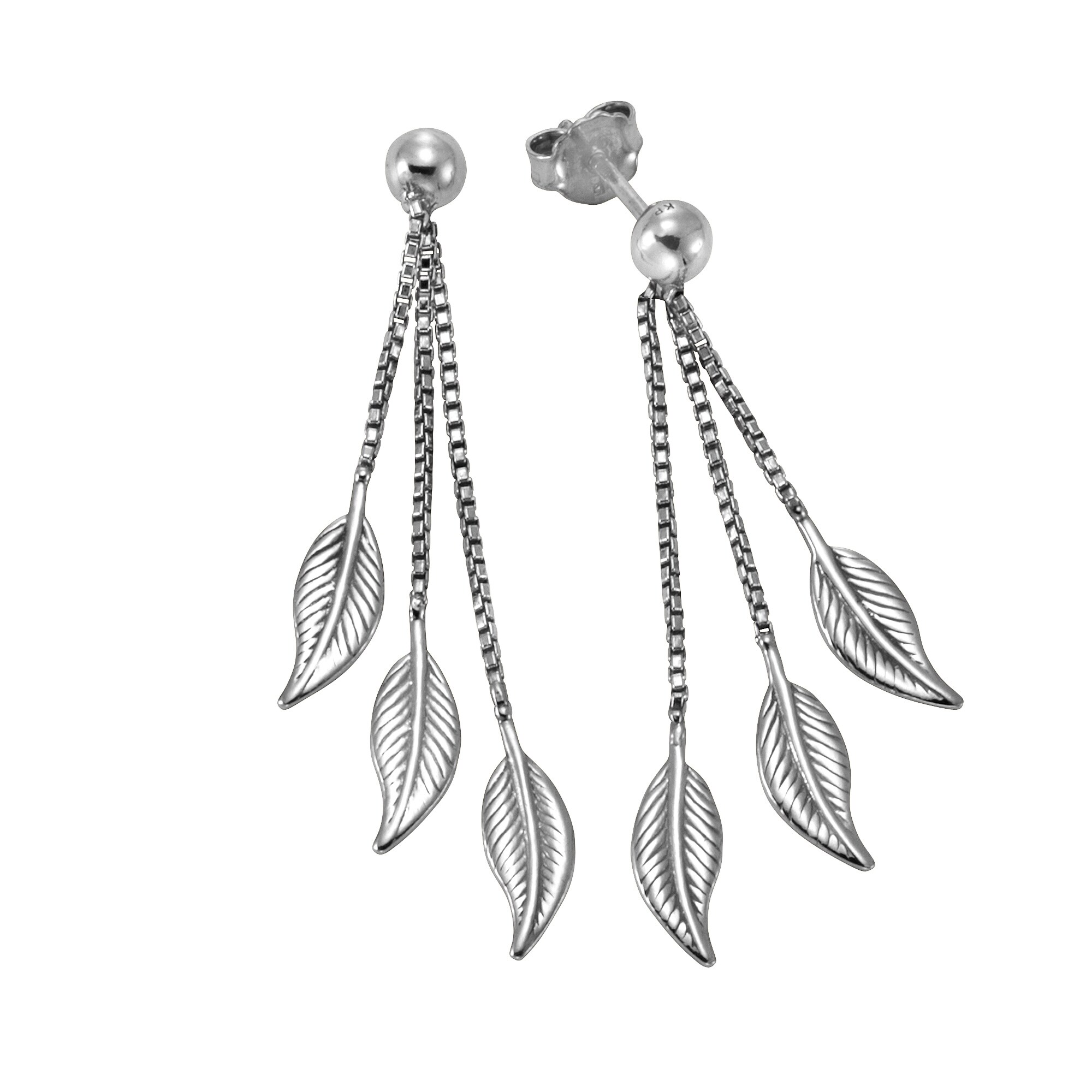 Zeeme Silber Ohrringe Silber 925 rhodiniert 41mm lang mit Blatt-Motiv - Bild 1