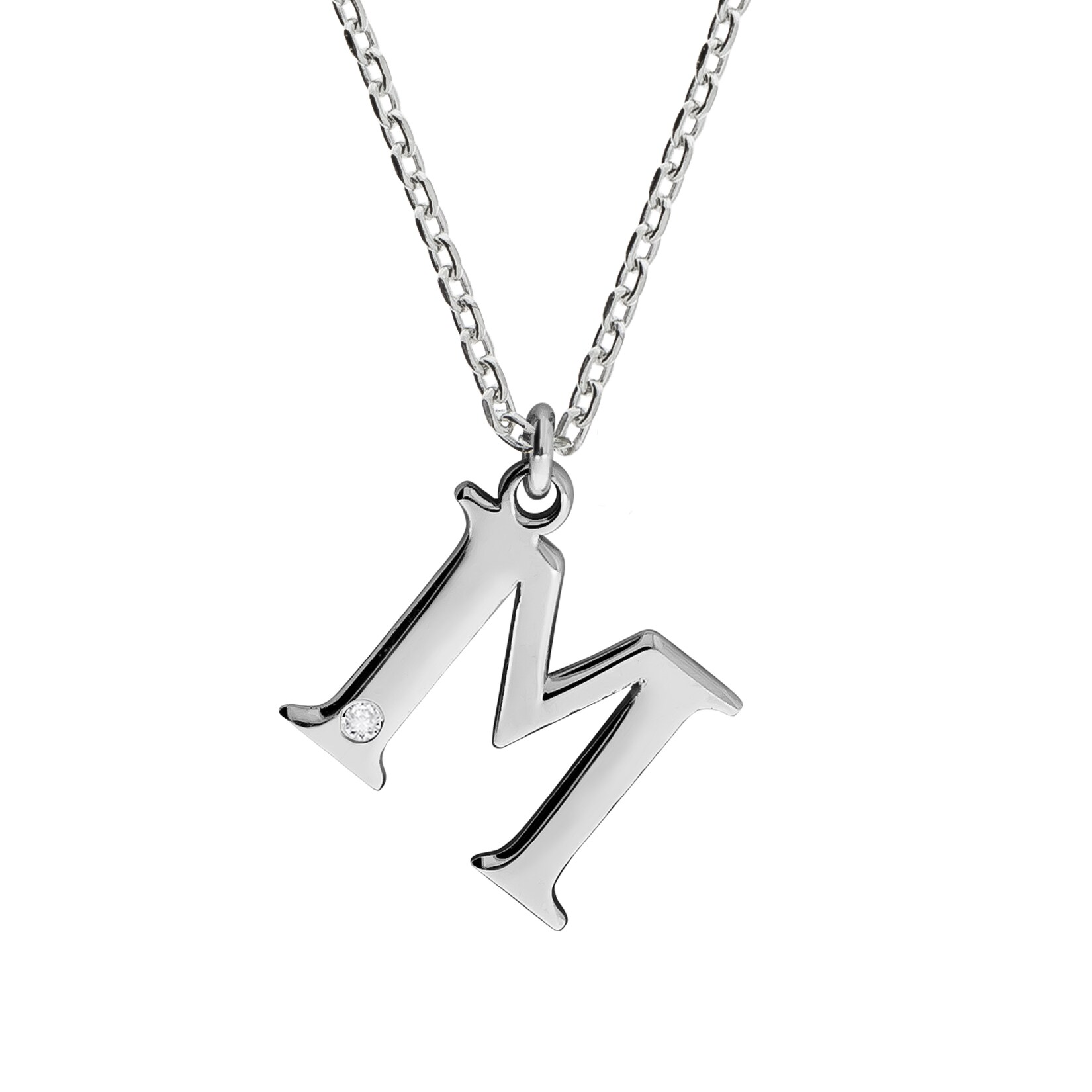 Diamonds by Ellen K. Halskette Silber 925 mit 1x Diamant 0,008ct. Buchstabe M | 04006046346153