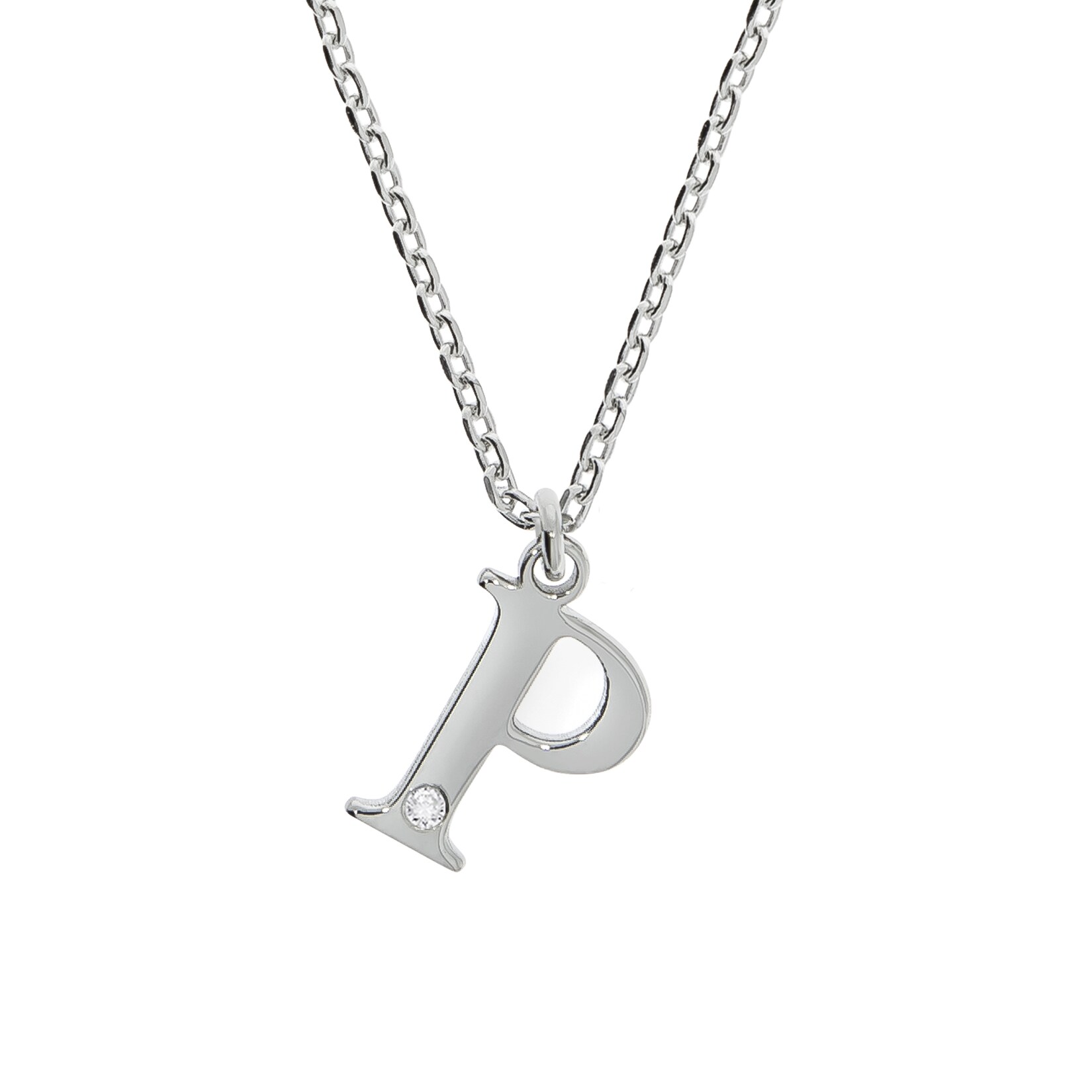 Diamonds by Ellen K. Halskette Silber 925 mit 1x Diamant 0,008ct. Buchstabe P | 04006046346184