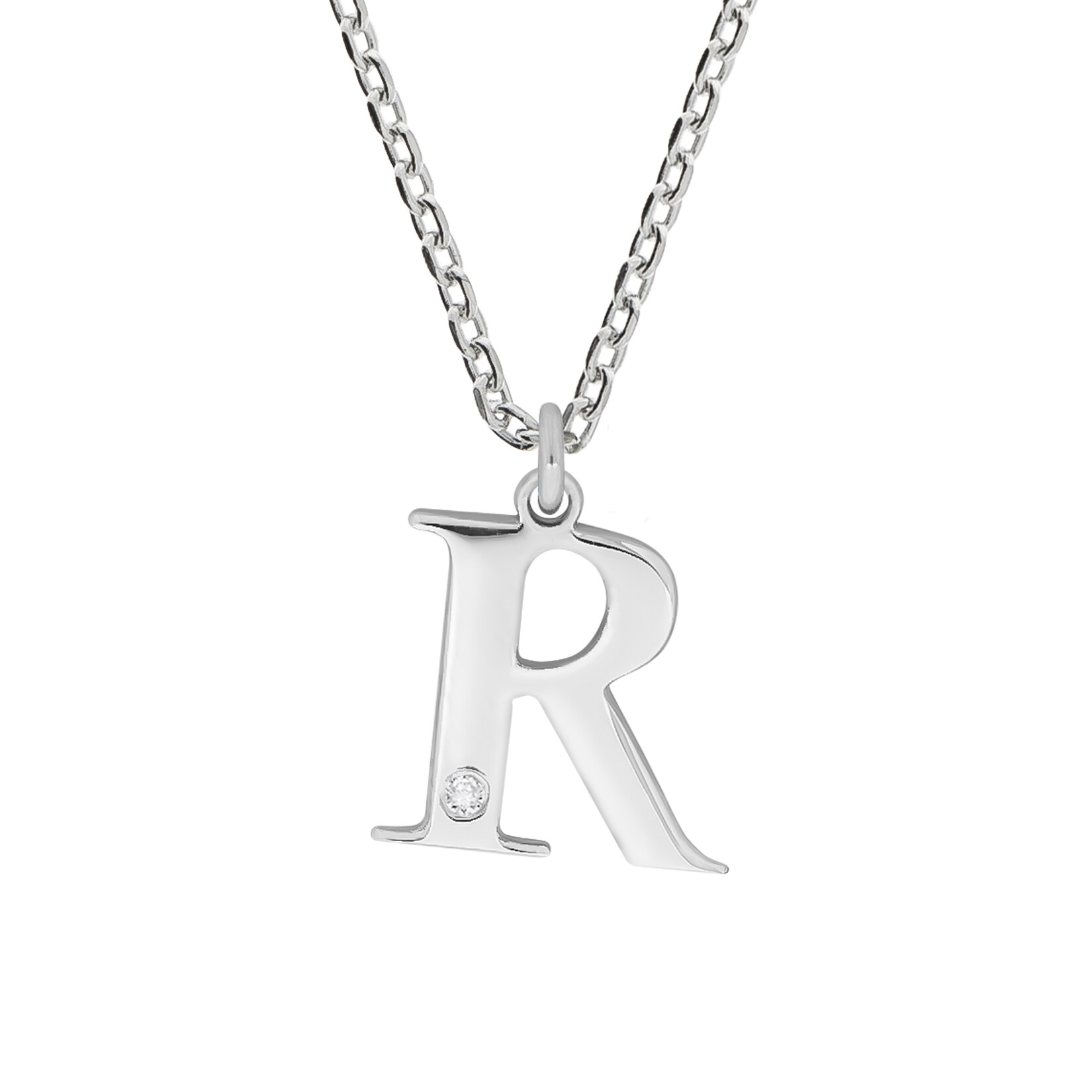 Diamonds by Ellen K. Halskette Silber 925 mit 1x Diamant 0,008ct. Buchstabe R | 04006046346191