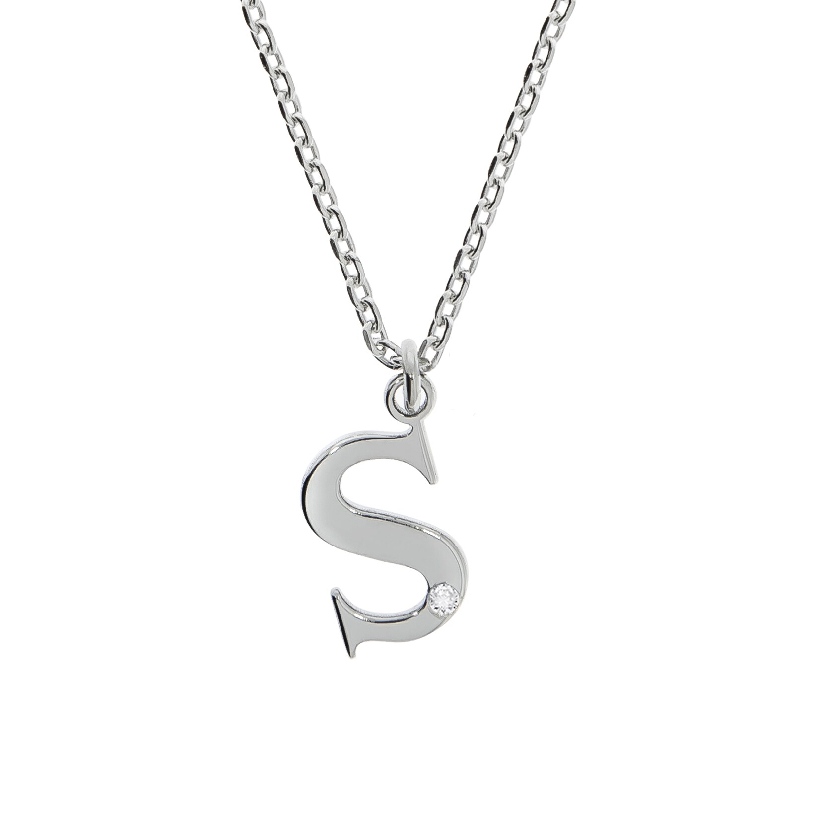 Diamonds by Ellen K. Halskette Silber 925 mit 1x Diamant 0,008ct. Buchstabe S | 04006046346207