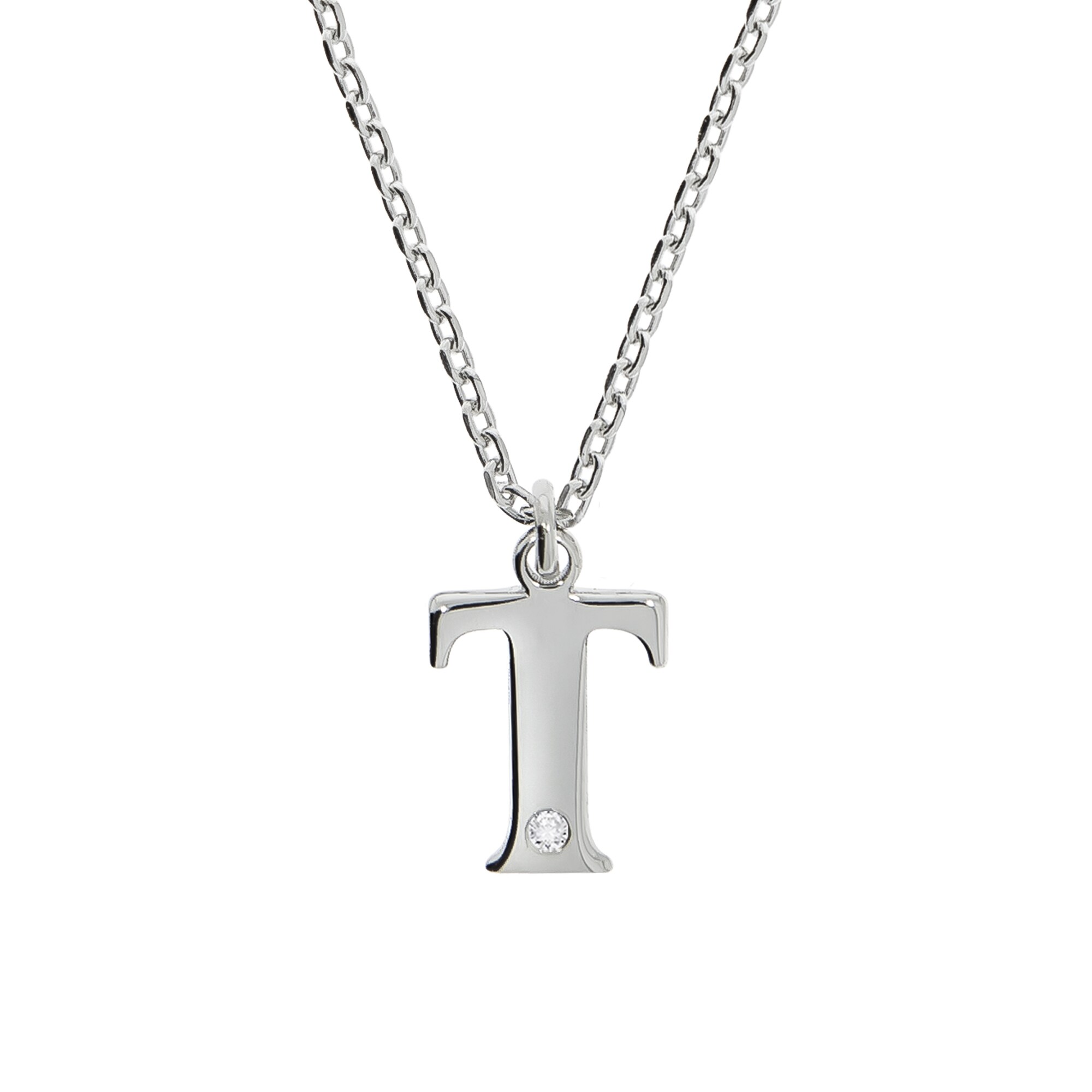 Diamonds by Ellen K. Halskette Silber 925 mit 1x Diamant 0,008ct. Buchstabe T - Bild 1