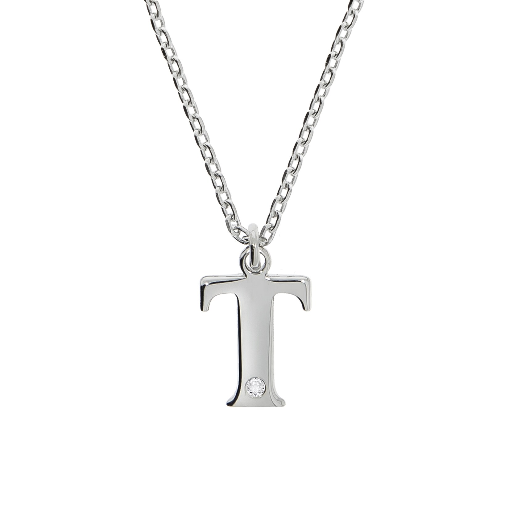 Diamonds by Ellen K. Halskette Silber 925 mit 1x Diamant 0,008ct. Buchstabe T | 04006046346214
