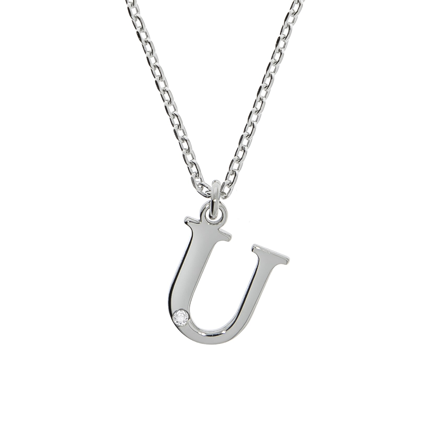 Diamonds by Ellen K. Halskette Silber 925 mit 1x Diamant 0,008ct. Buchstabe U | 04006046346221