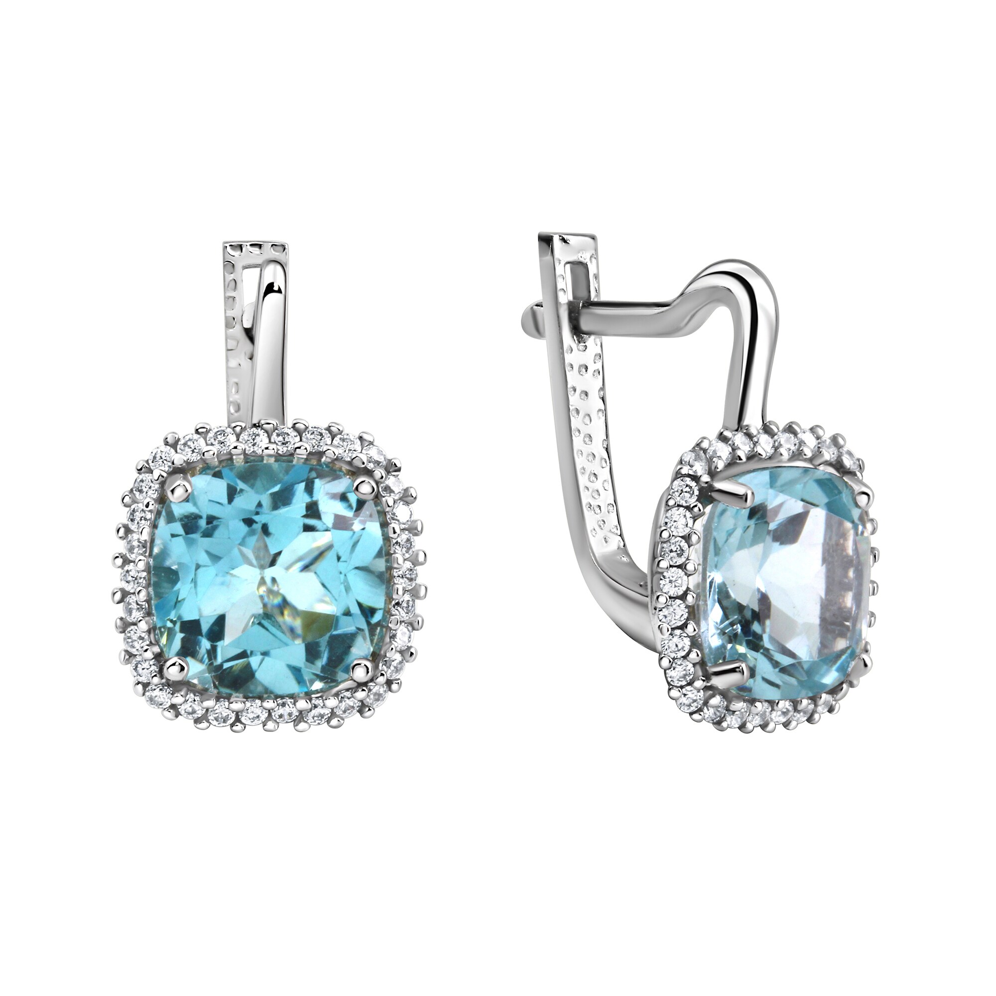 Fascination by Ellen K. Ohrringe Wei&szlig;gold 375 mit echtem Blautopas (beh.) und Zirkonia-Steinen - Bild 1