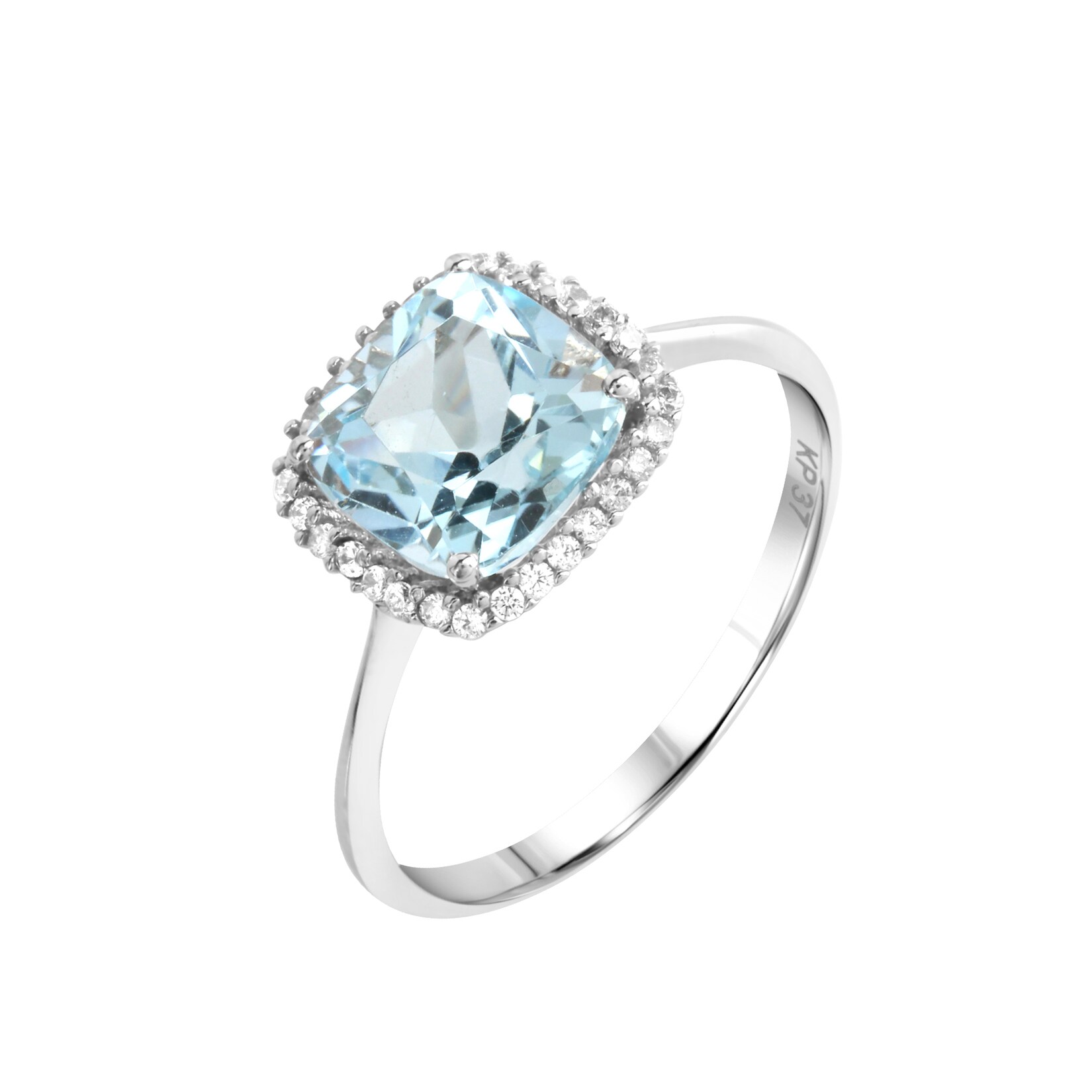 Fascination by Ellen K. Ring Weißgold 375 mit echtem Blautopas (beh.) und Zirkonia-Steinen