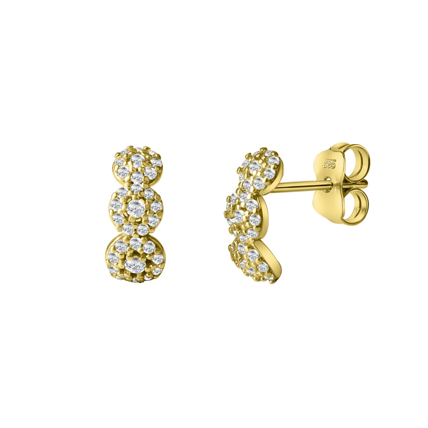 Fascination by Ellen K. Ohrringe Gold 585 mit 60x Zirkonia weiß | 04006046381277