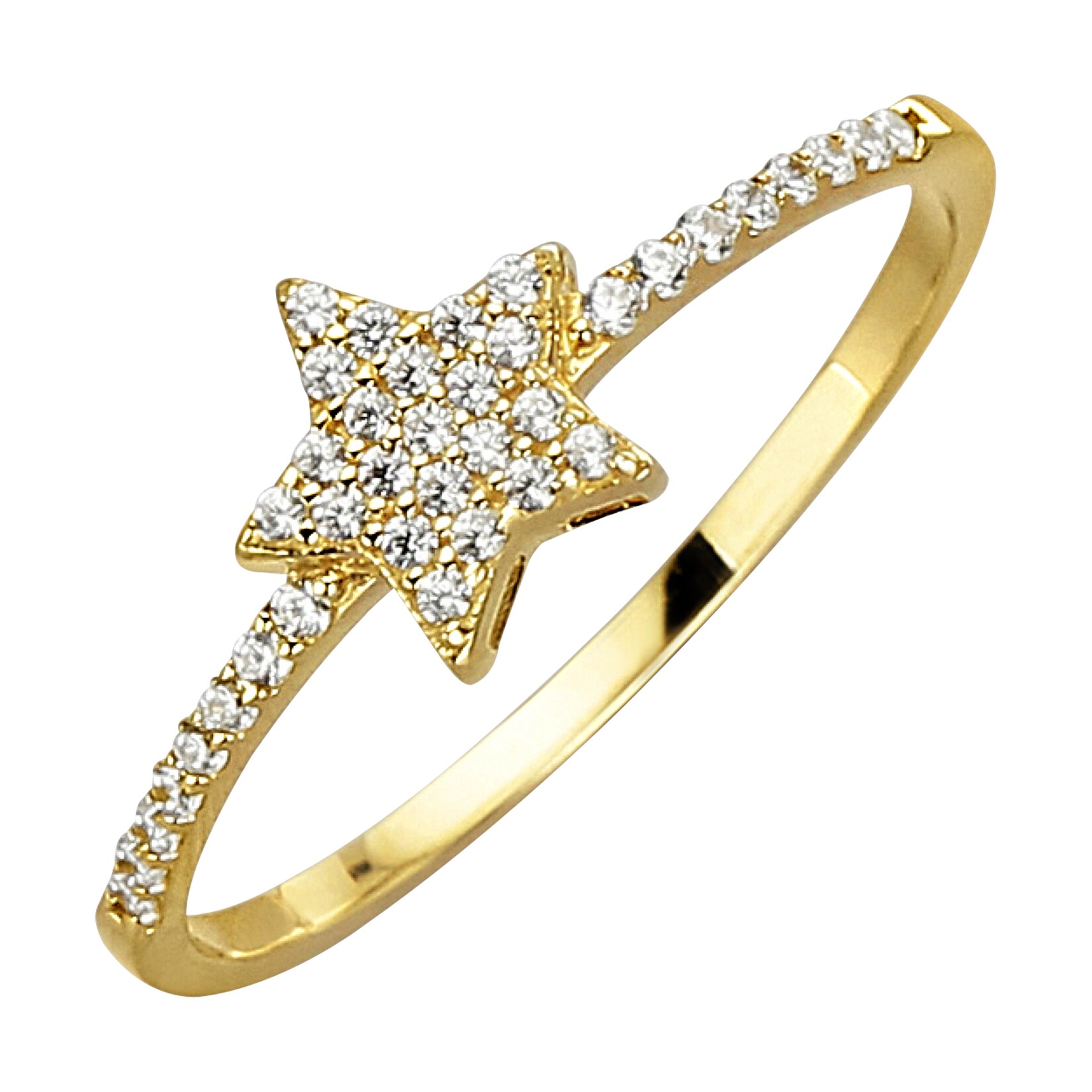 Fascination by Ellen K. Ring 375 Gold mit Stern-Motiv und Zirkonia weiß