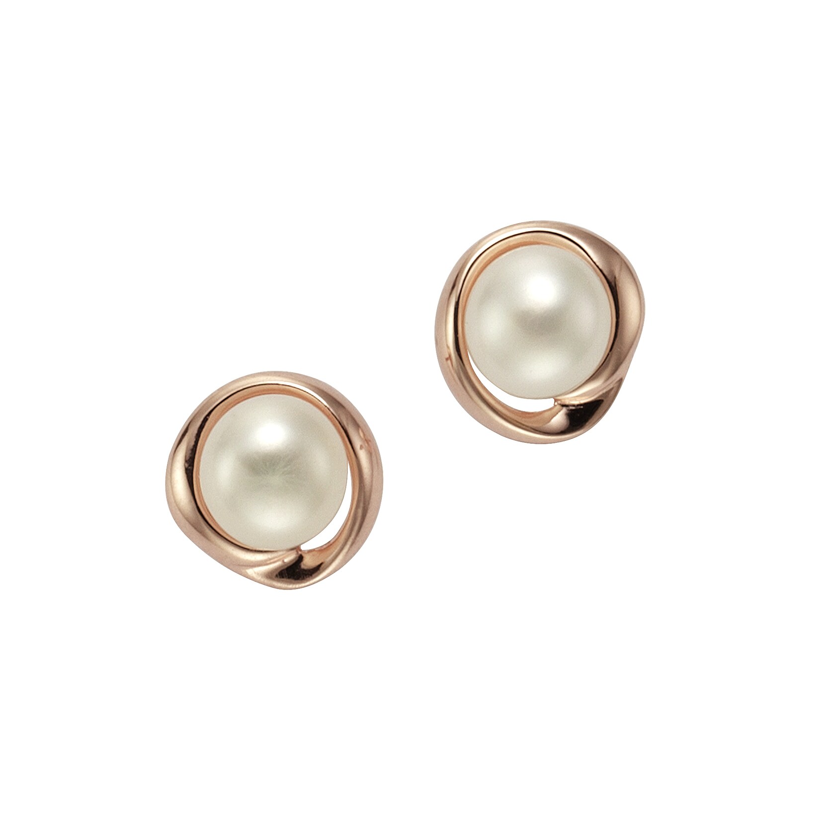 Zeeme Pearls Ohrringe Silber 925 rosé-vergoldet mit weißer Perle 6mm
