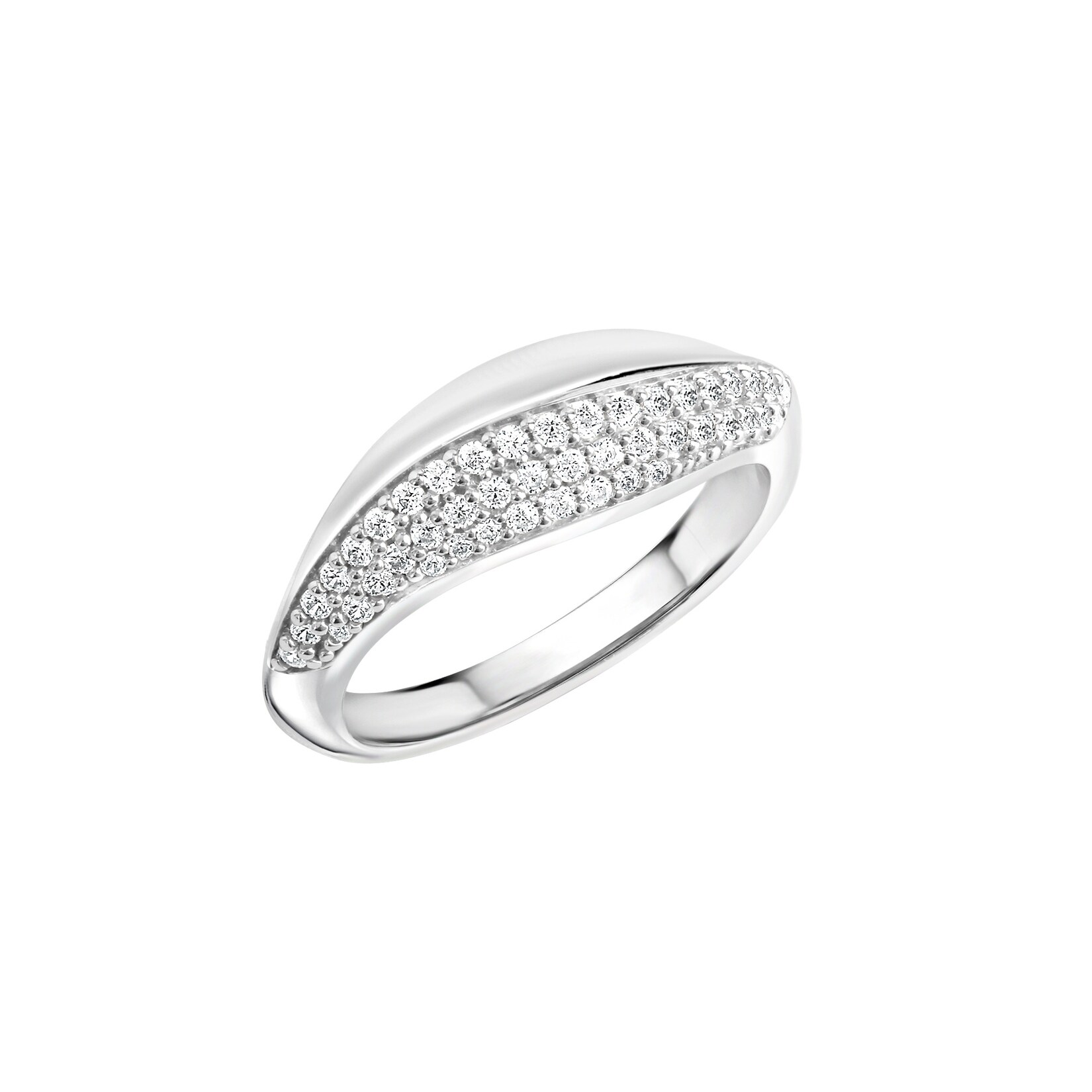 Zeeme Silber Ring Silber 925 rhodiniert mit Zirkonia weiß